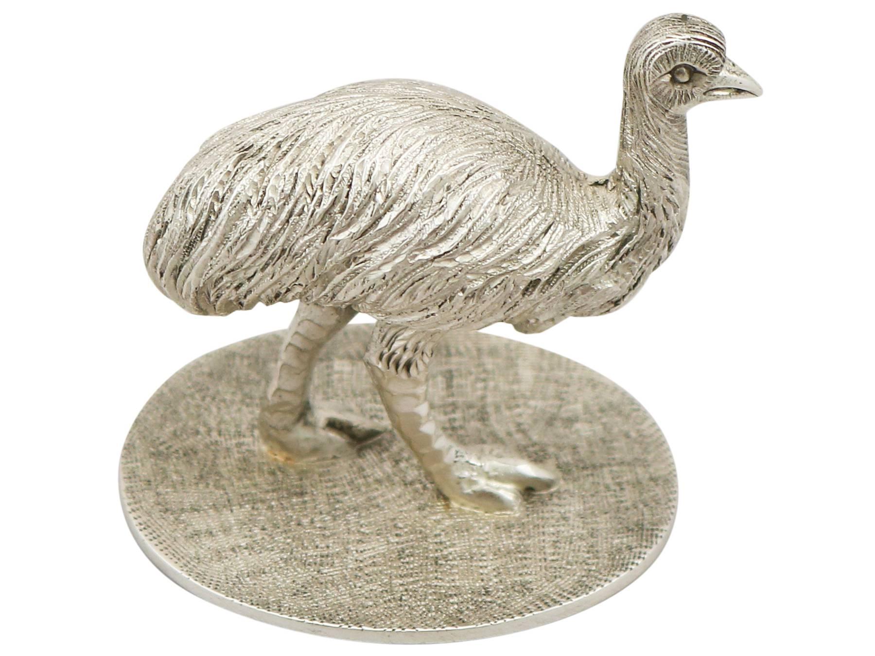 19th Century 1890s Australian Pure Silver 'Emu' Ornament