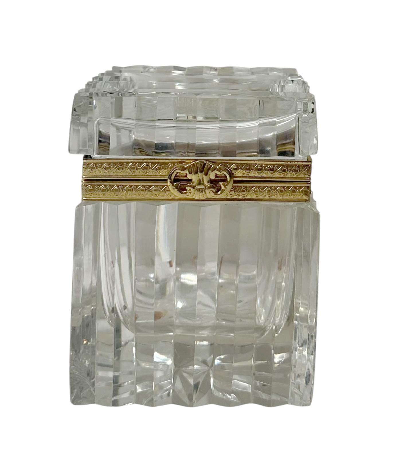 French 1890s Baccarat Crystal Box With Dore Bronze Mounts For Sale