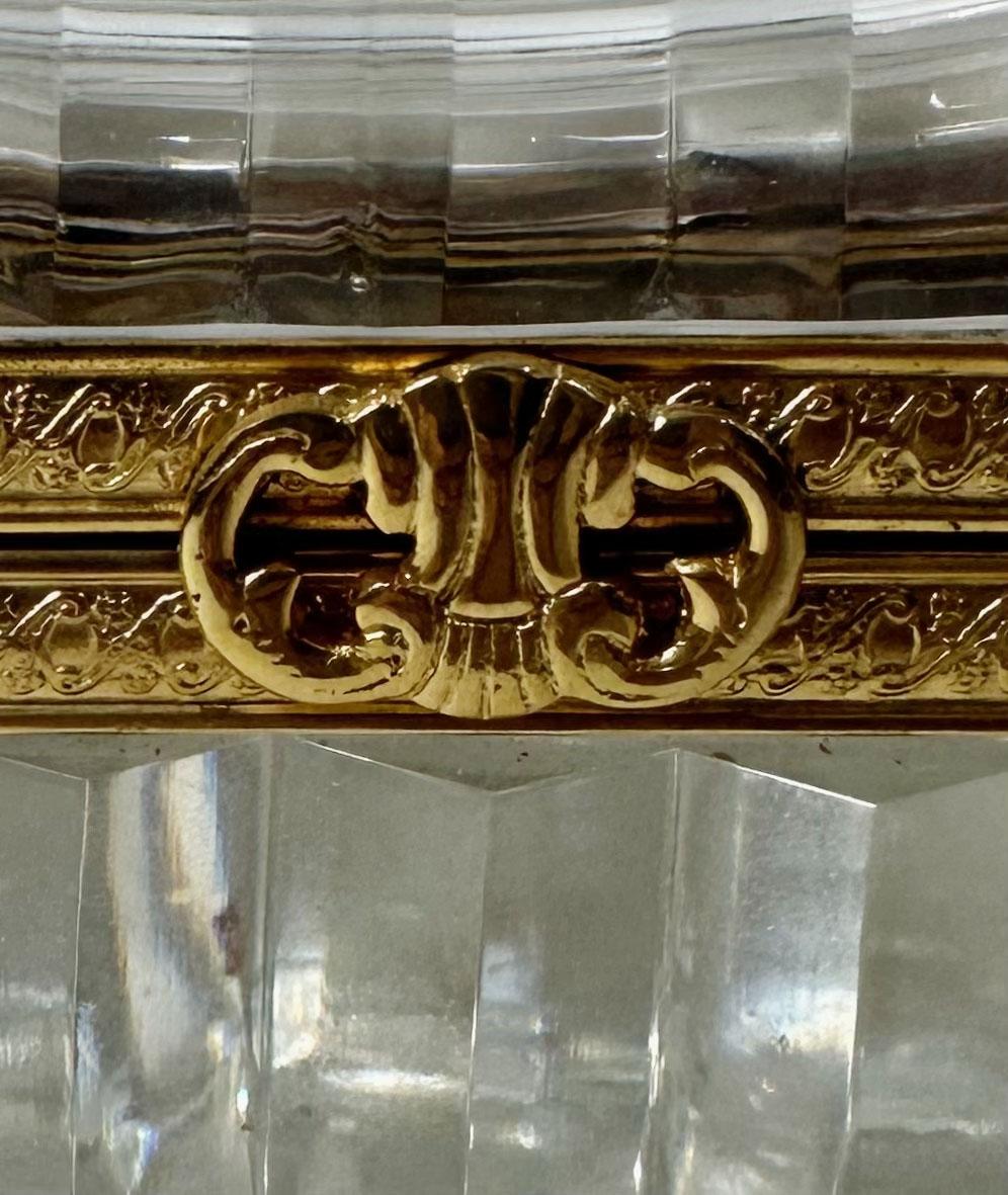 1890s Baccarat Crystal Box With Dore Bronze Mounts In Good Condition For Sale In Tampa, FL