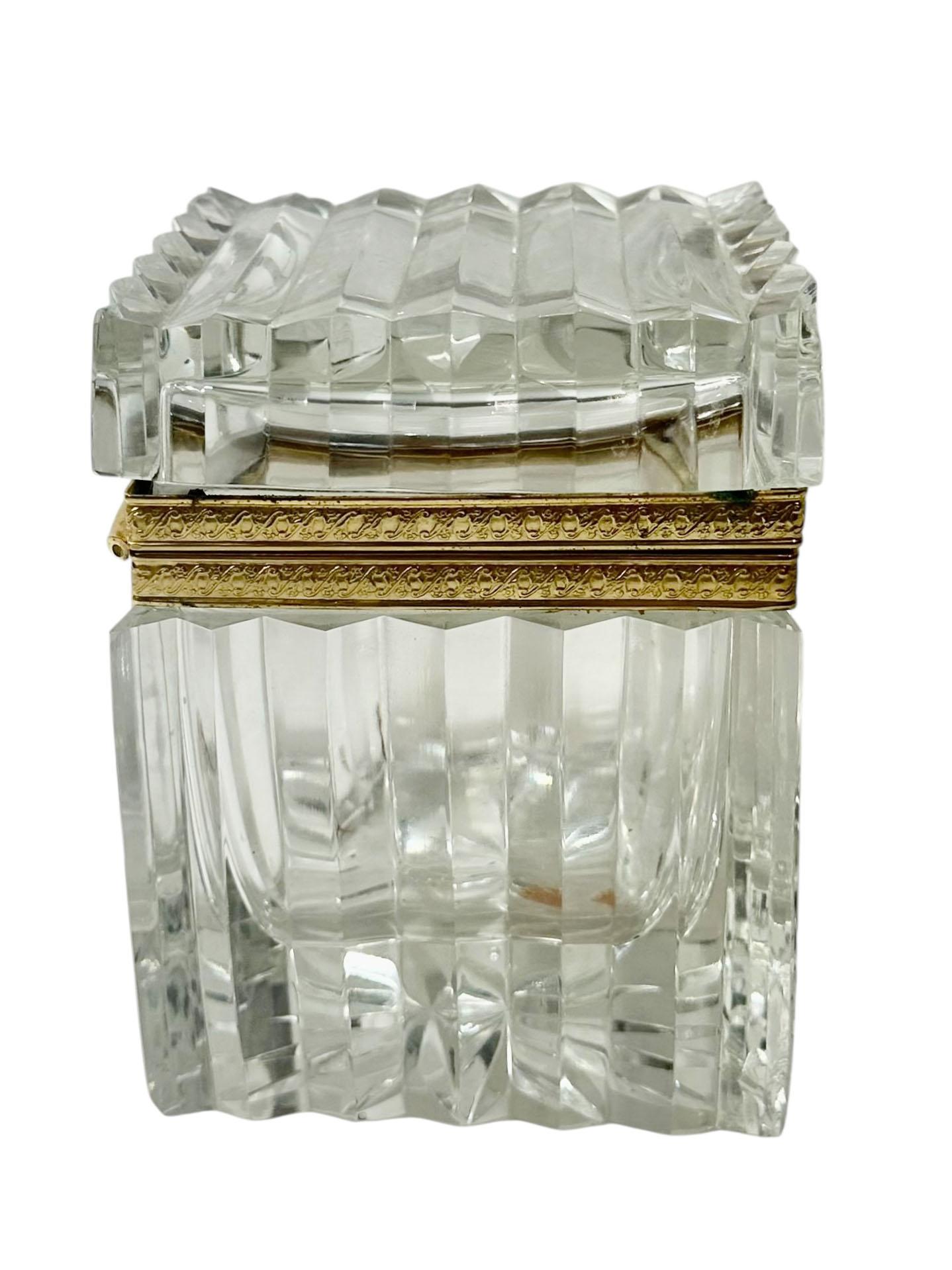 1890s Baccarat Crystal Box With Dore Bronze Mounts For Sale 1
