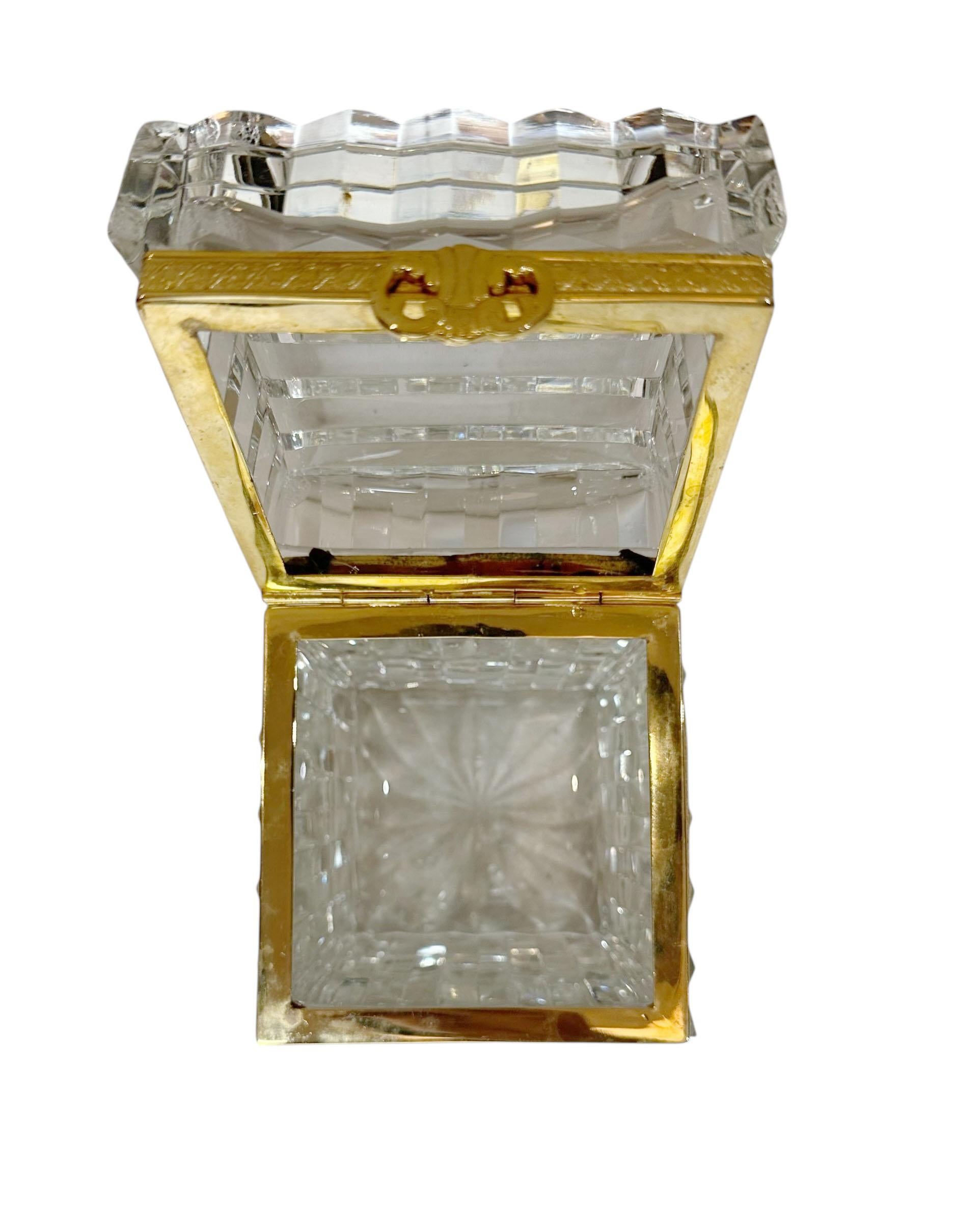 1890s Baccarat Crystal Box With Dore Bronze Mounts For Sale 4