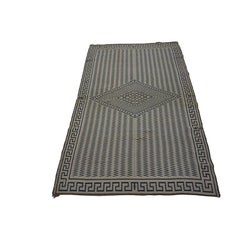 1890s Beige Field Antique Greek Key Border Native American Navajo Flatwoven Rug