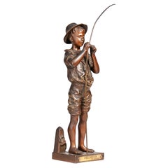 1890s Belle Époque Bronze Sculpture 'Pêcheur' by Adolphe-Jean Lavergne, France