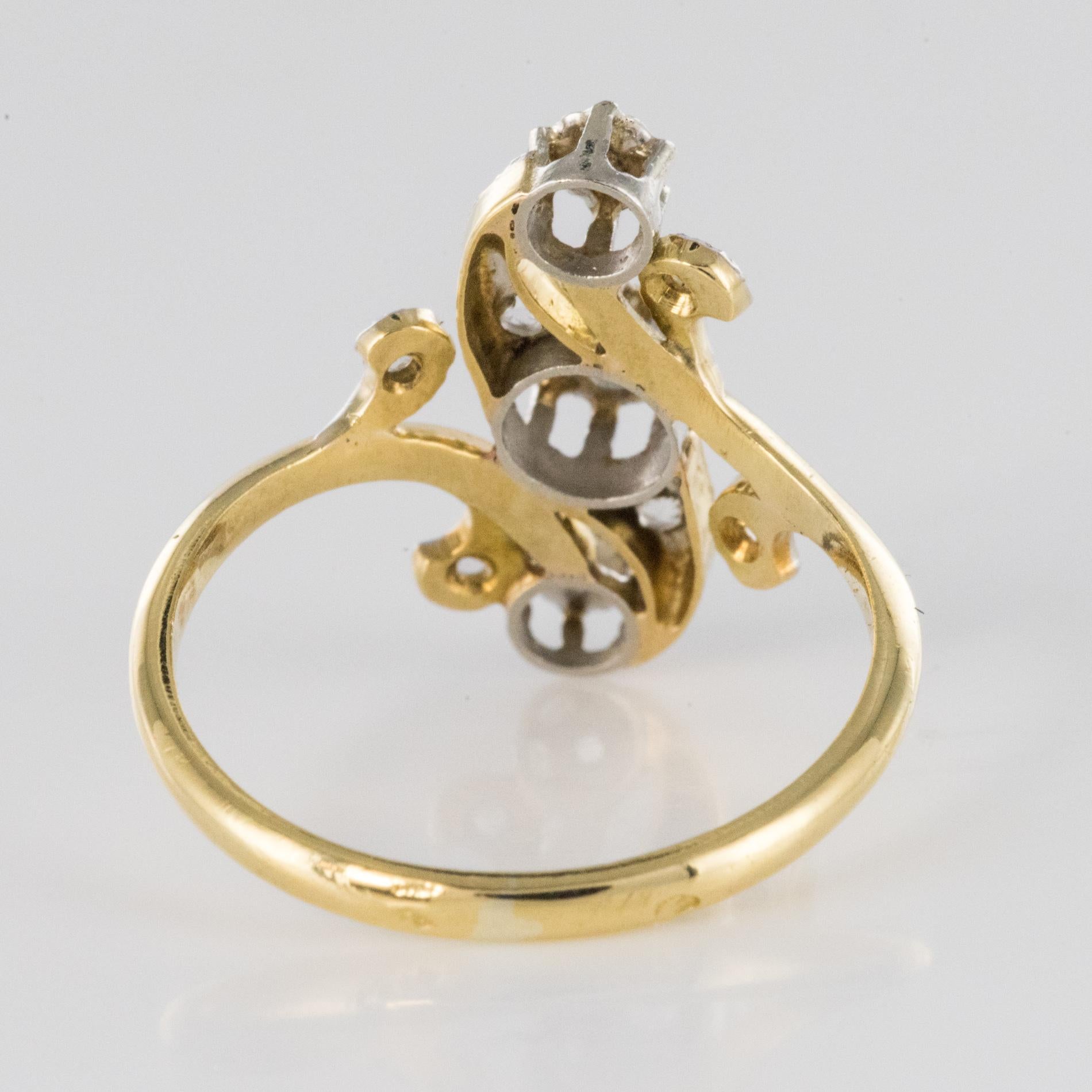 1890s Belle Époque Rose-Cut Diamonds 18 Karat Yellow Gold Ring 6