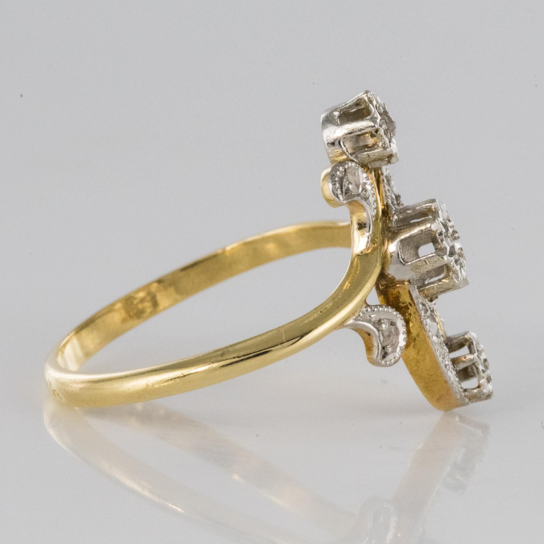 1890s Belle Époque Rose-Cut Diamonds 18 Karat Yellow Gold Ring 7