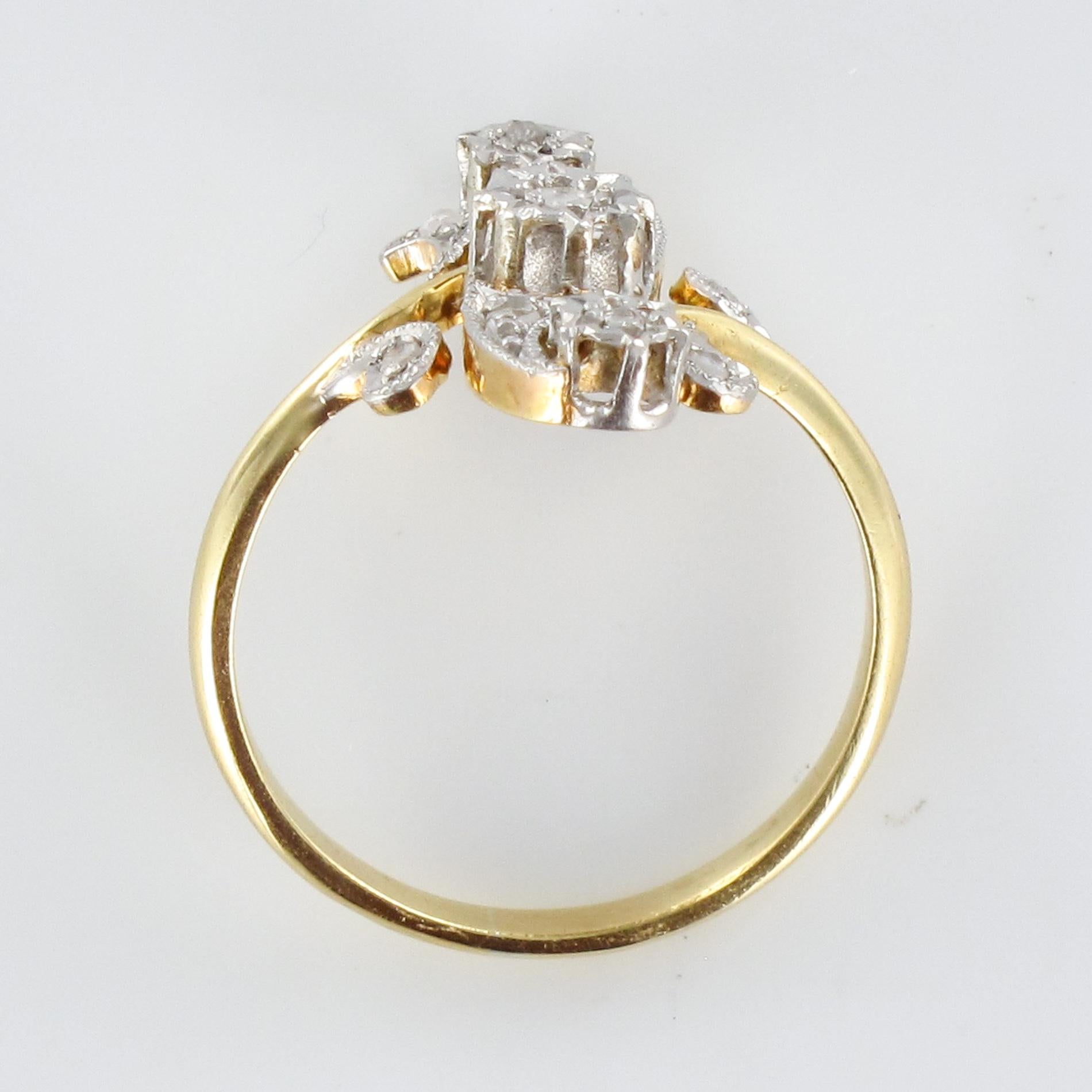 1890s Belle Époque Rose-Cut Diamonds 18 Karat Yellow Gold Ring 8
