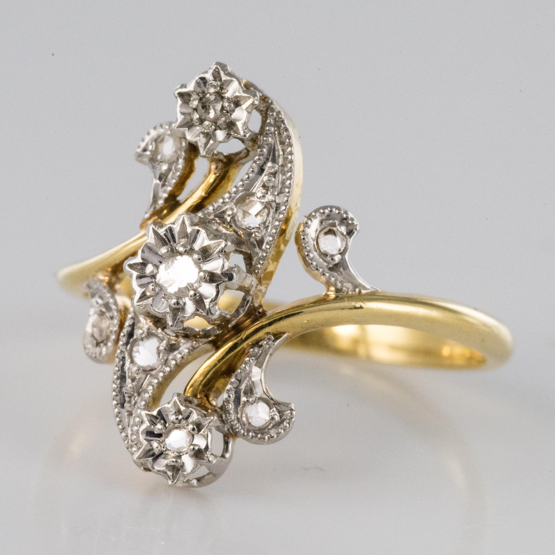 Rose Cut 1890s Belle Époque Rose-Cut Diamonds 18 Karat Yellow Gold Ring