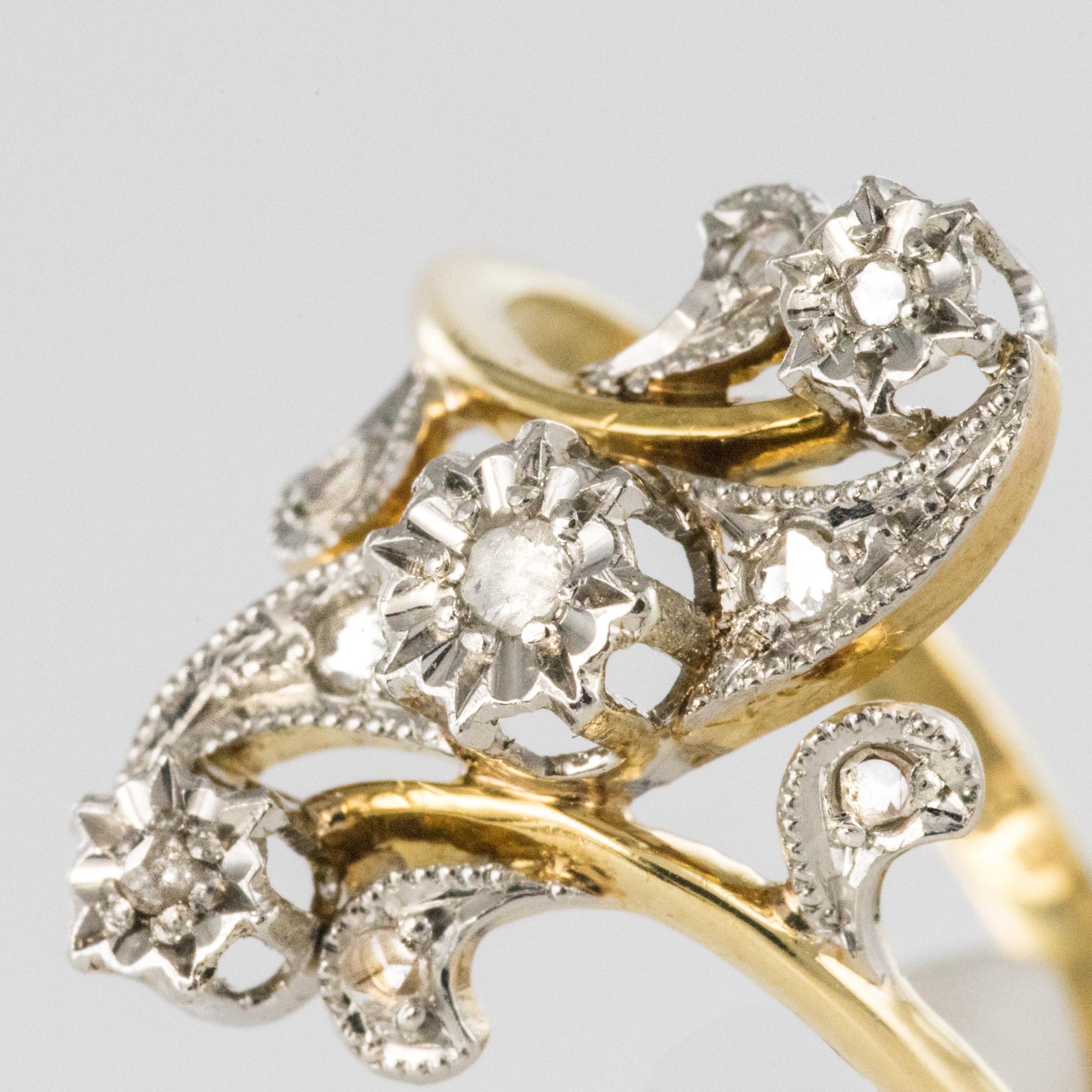 Women's 1890s Belle Époque Rose-Cut Diamonds 18 Karat Yellow Gold Ring