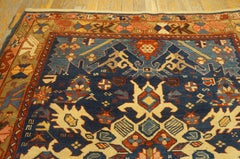 1890s Blue Multicolor Tribal Antique Caucasian Bidjov Rug 4'6''x5'8'' Carpet