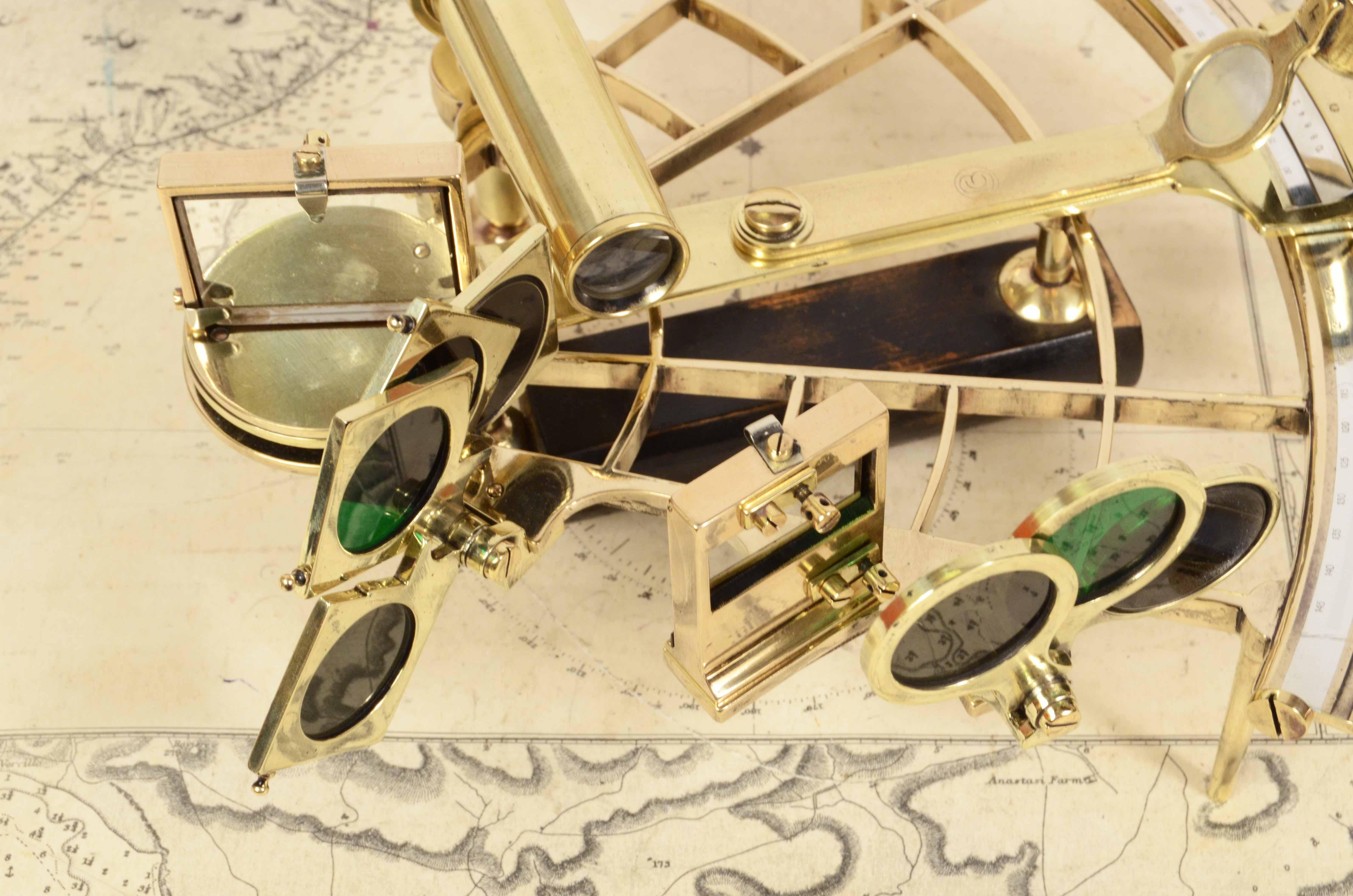 1890s Brass Sextant Georg Hechelmann Hamburg Antique Navigation Instrument 3