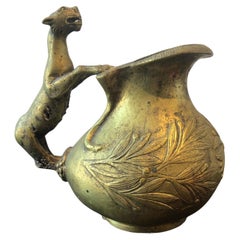 1890s Bronze Indian Temple Panther Pitcher