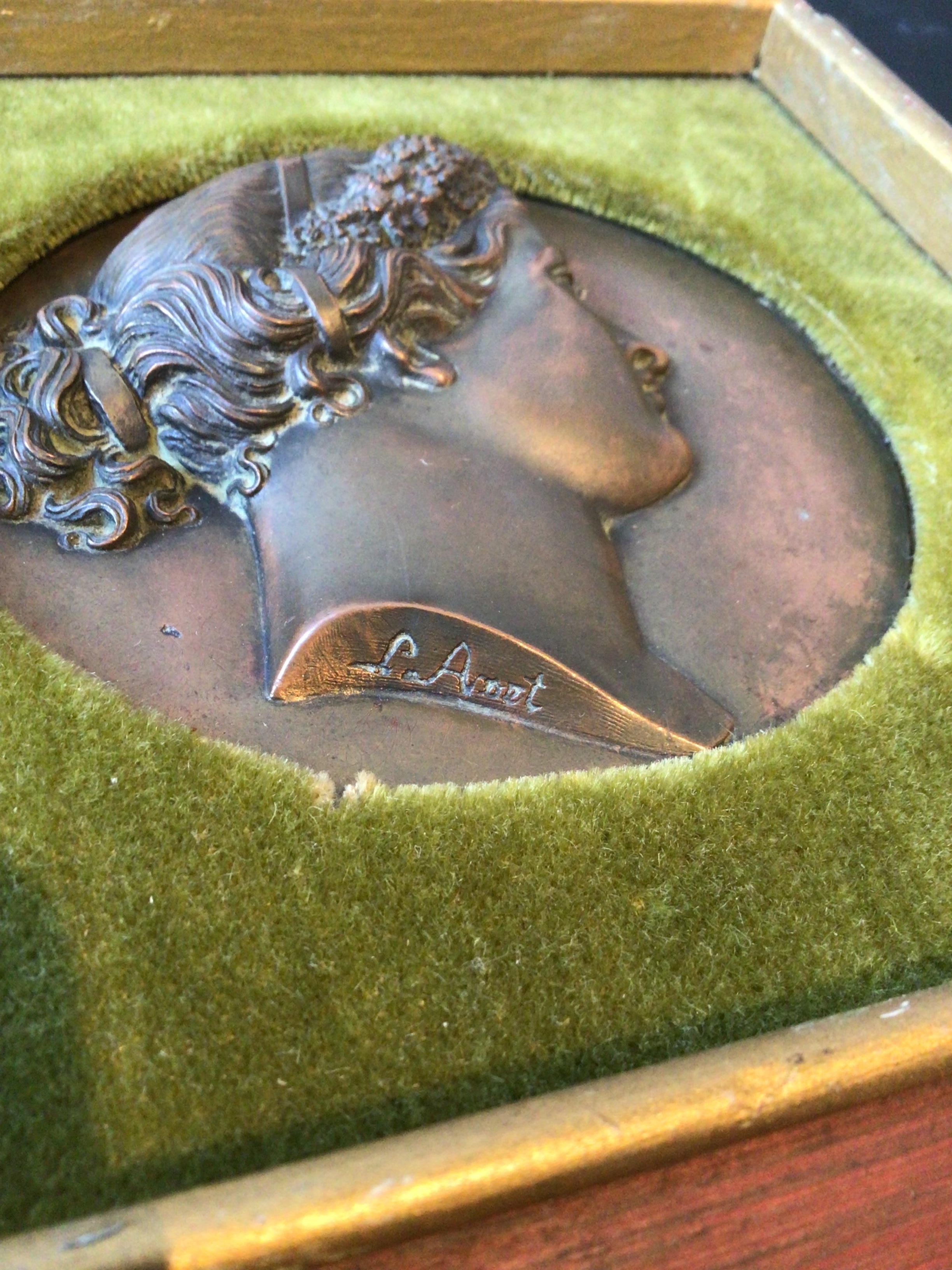 Late 19th Century 1890s Bronze Plaque of Greek Goddess, Signed