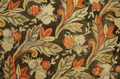 1890s Brown Folk Art Antique American Hooked Rug 12'7" x 18' Woven Wool Carpet