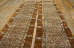 1890s Carpet Brown Blue Lattice N.W. Persian Bakshaiesh Rug 3'x15'9" Runner Pair
