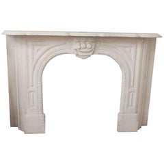 1890s Carved White Marble Mantel with Fruit Details from a Manhattan Apartment