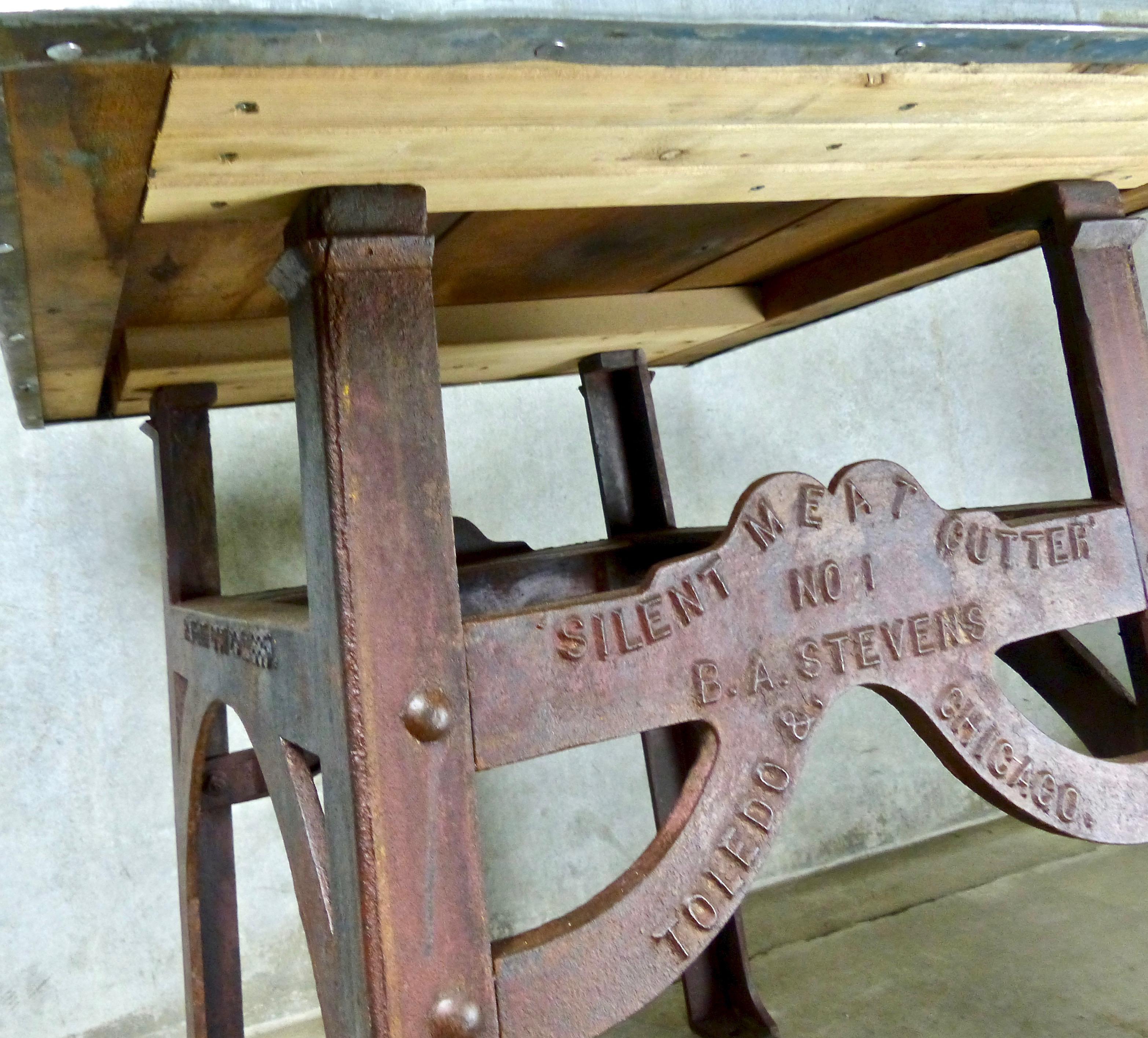 1890s Cast Iron Meat Cutting Table Island from B.A. Stevens Co. In Good Condition In Surrey, BC