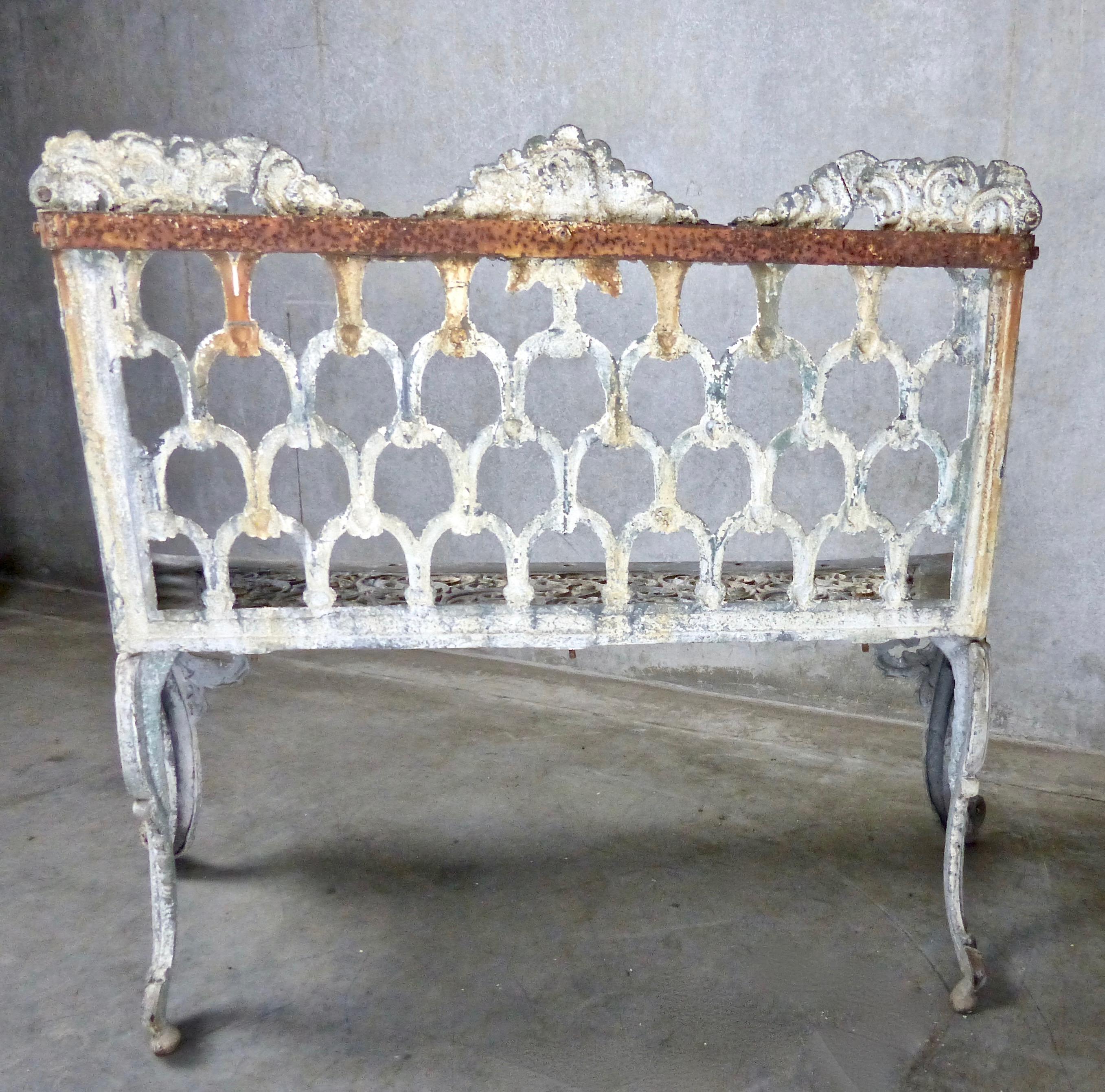 Victorian 1890s Cast Iron White House American Garden Benches 'Pair'