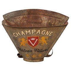 Antique 1890s Château Villaret French Grape Picking Hod with Champagne Label
