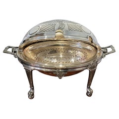 1890s Drew & Sons Revolving Electroplate Silver Oval Serving Dish