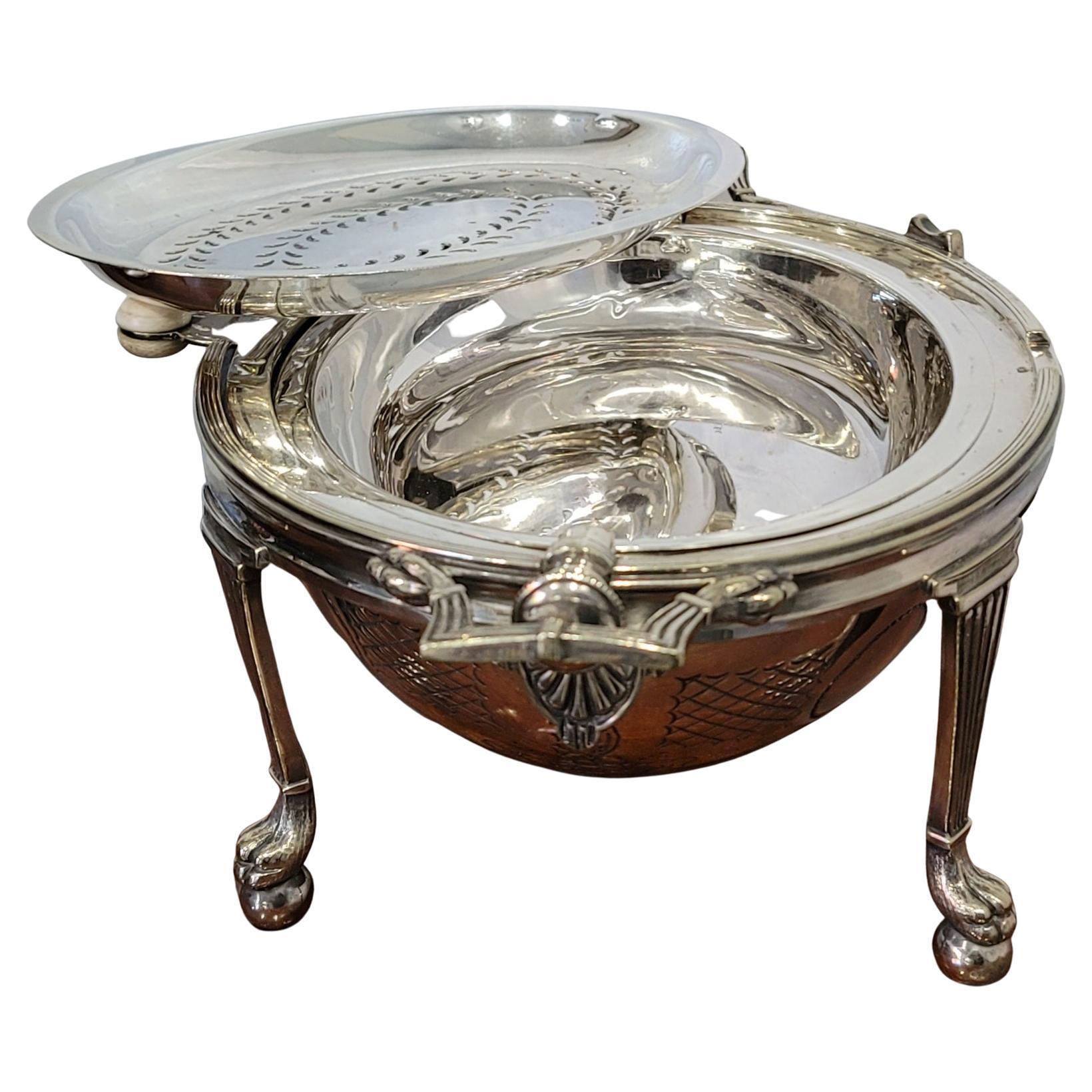 1890s Drew & Sons Revolving Electroplate Silver Oval Serving Dish In Good Condition For Sale In Germantown, MD