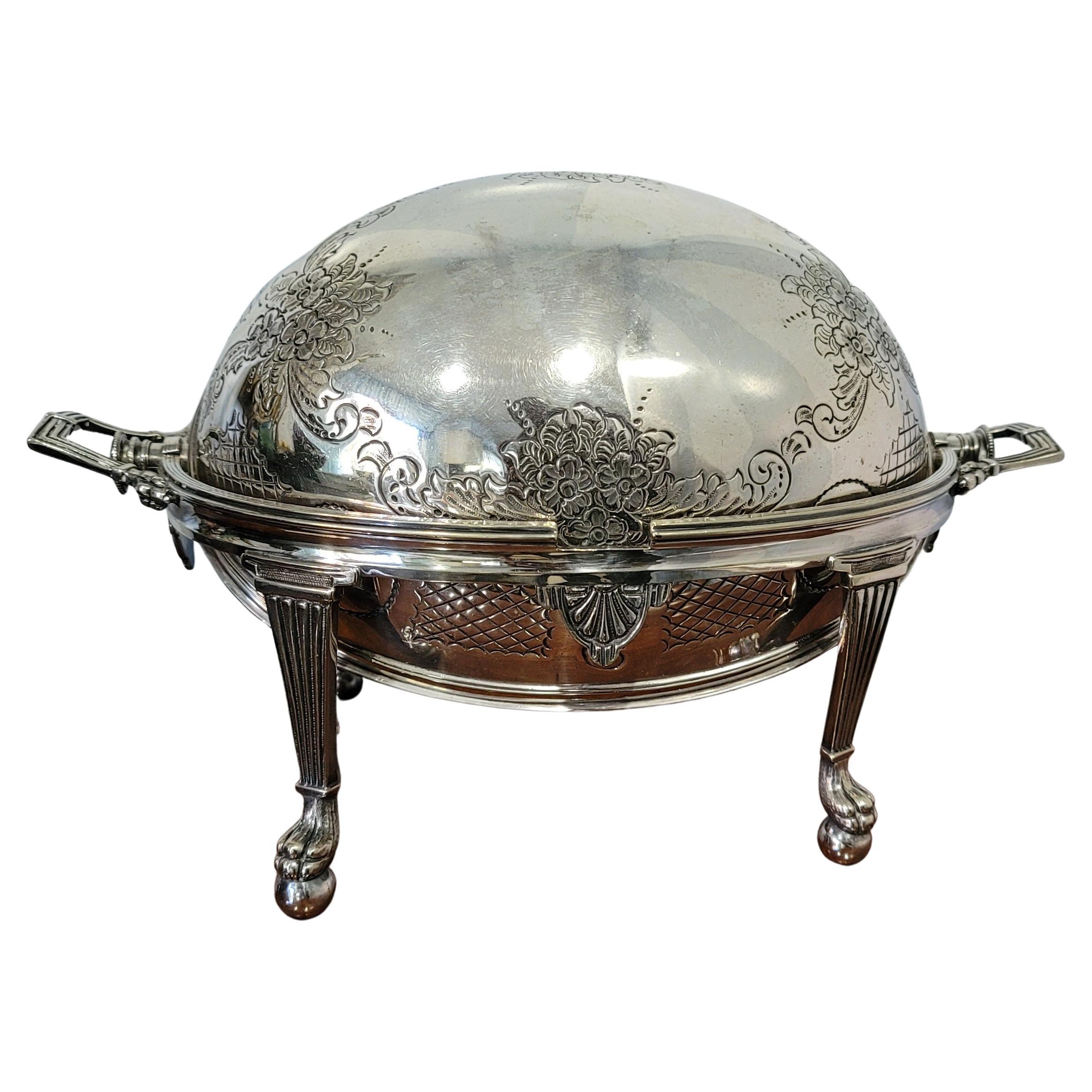 1890s Drew & Sons Revolving Electroplate Silver Oval Serving Dish For Sale 1