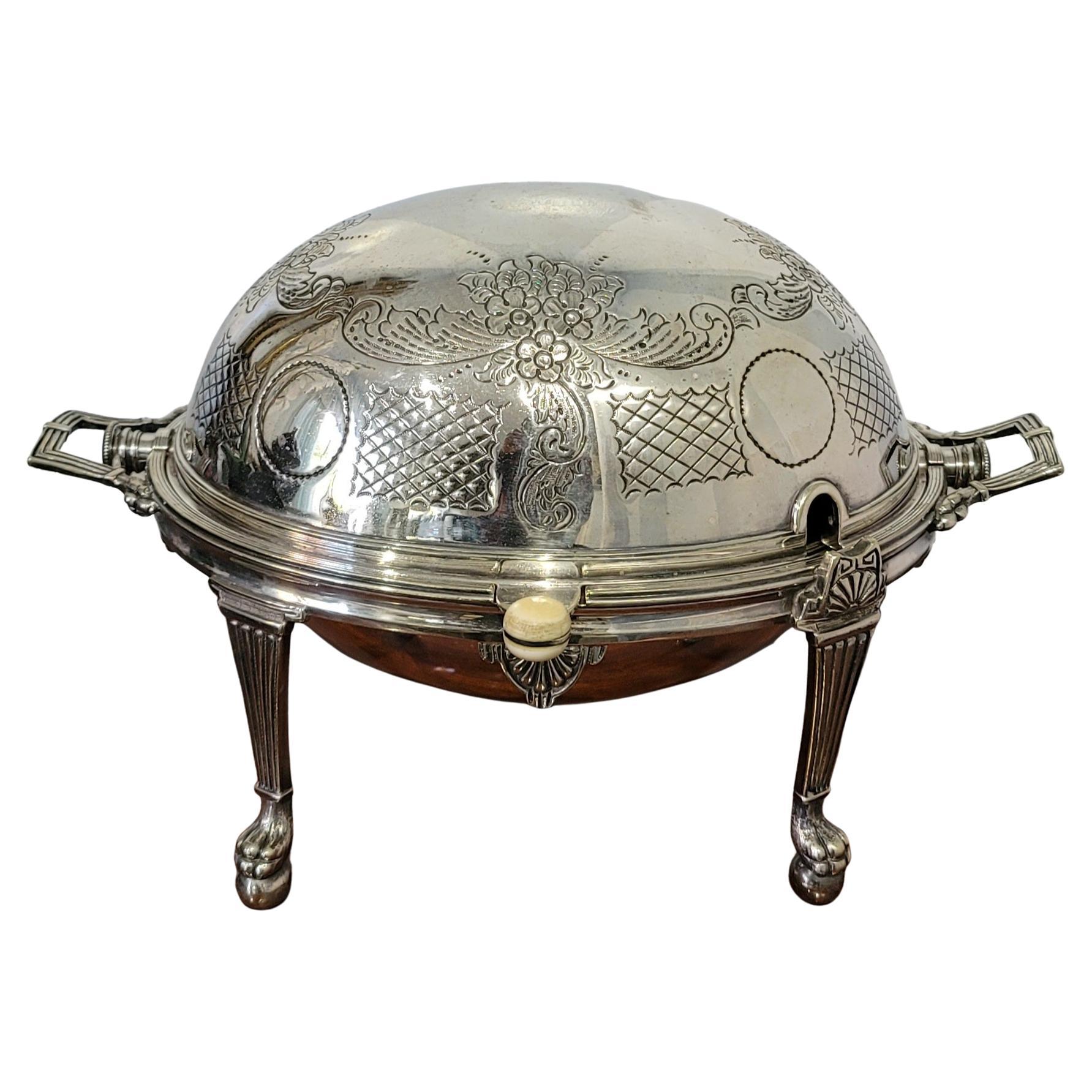 1890s Drew & Sons Revolving Electroplate Silver Oval Serving Dish For Sale