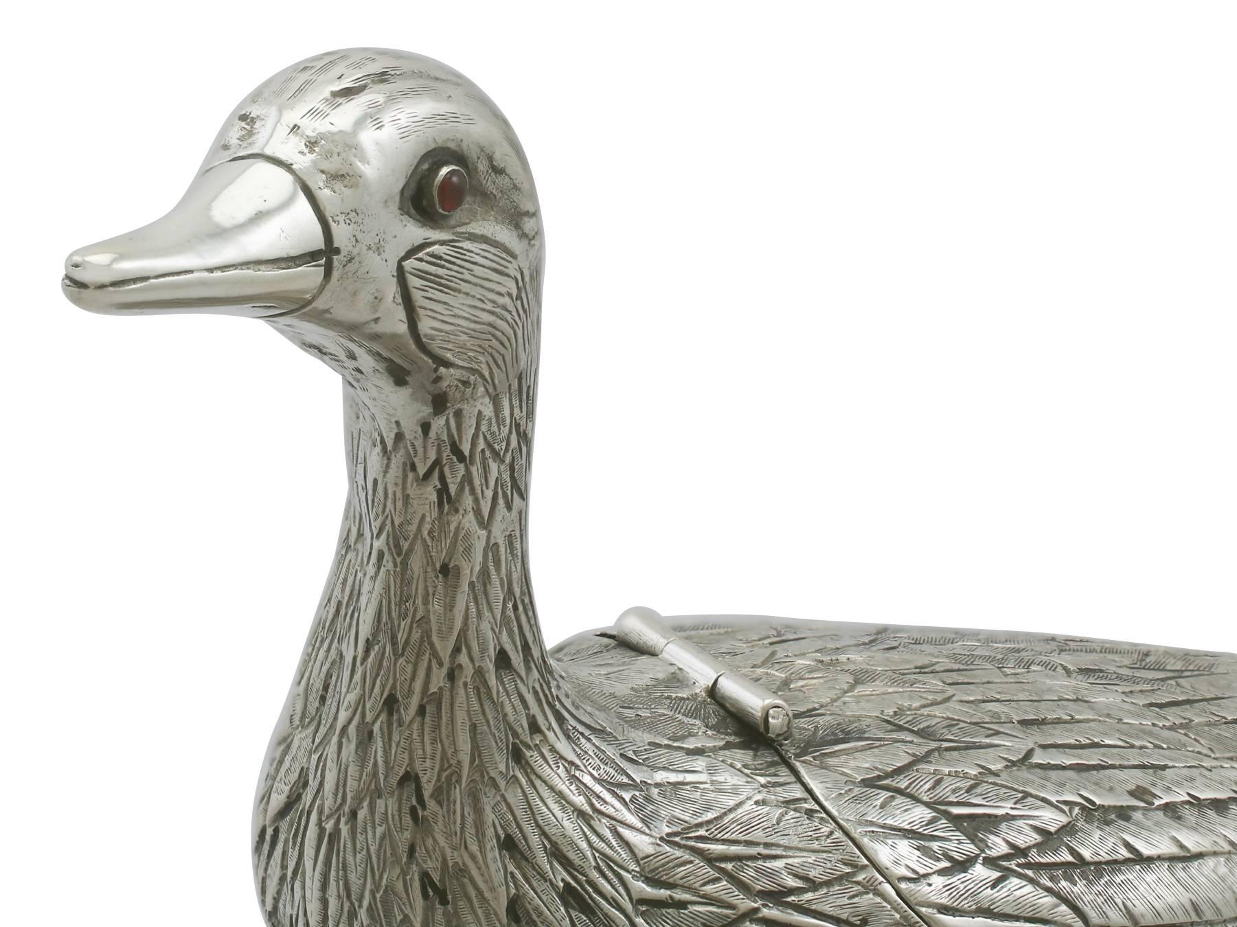 1890s Dutch Silver 'Duck' Sugar Box 2