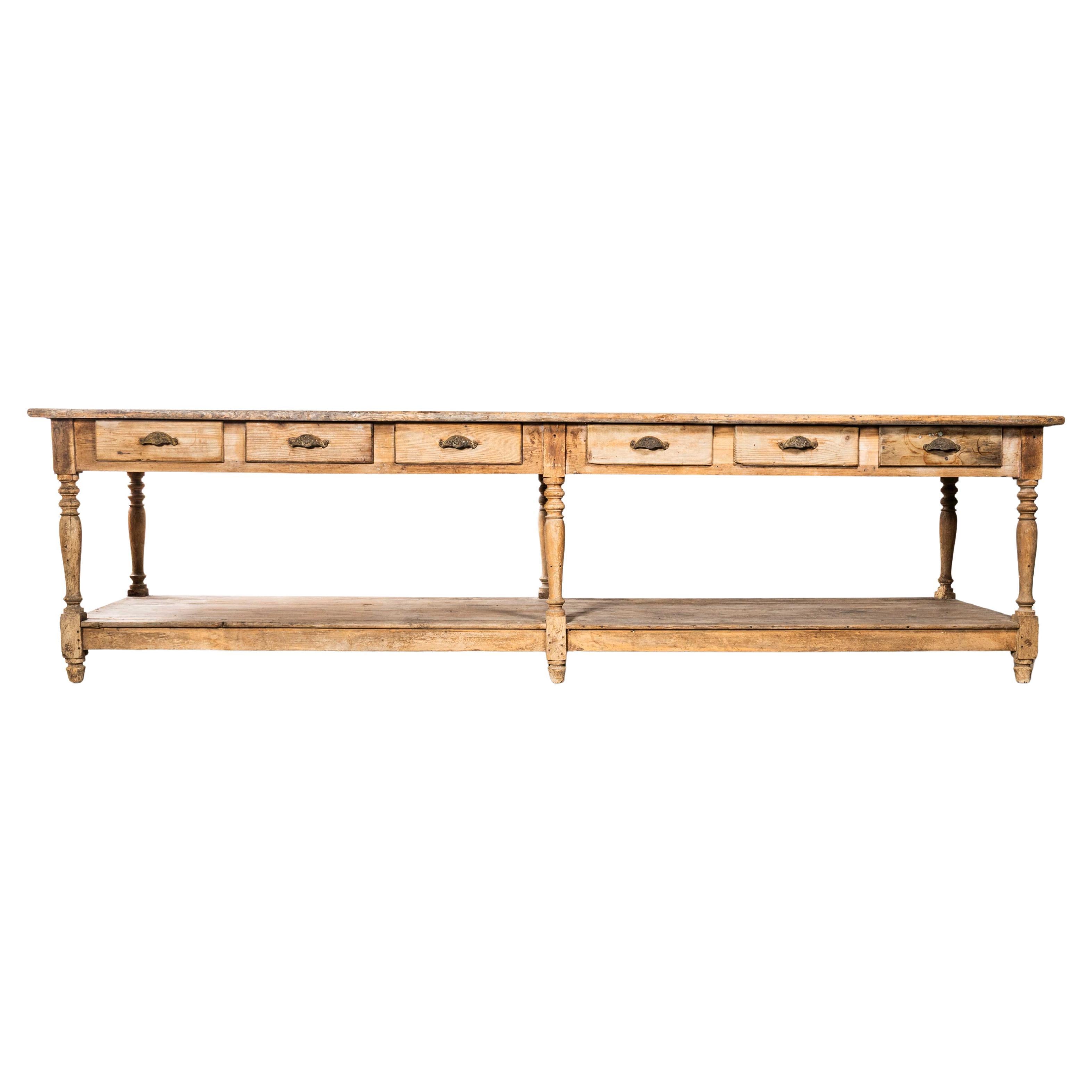 1890's Faded French Large Original Drapers Table
