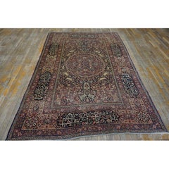 1890s Fine Floral Medallion Design Signed Late 19th Khorassan Moud Knotted Rug