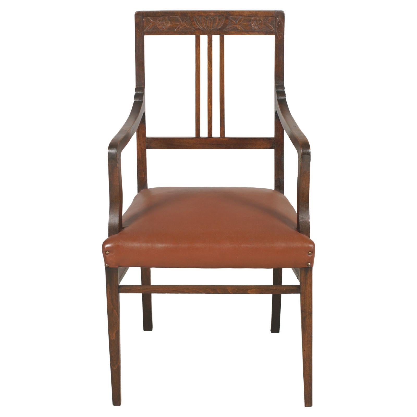 Französische Sessel im Art nouveau-Stil aus handgeschnitztem Nussbaumholz, restauriert und gewachst, 1890er Jahre im Zustand „Gut“ im Angebot in Vigonza, Padua
