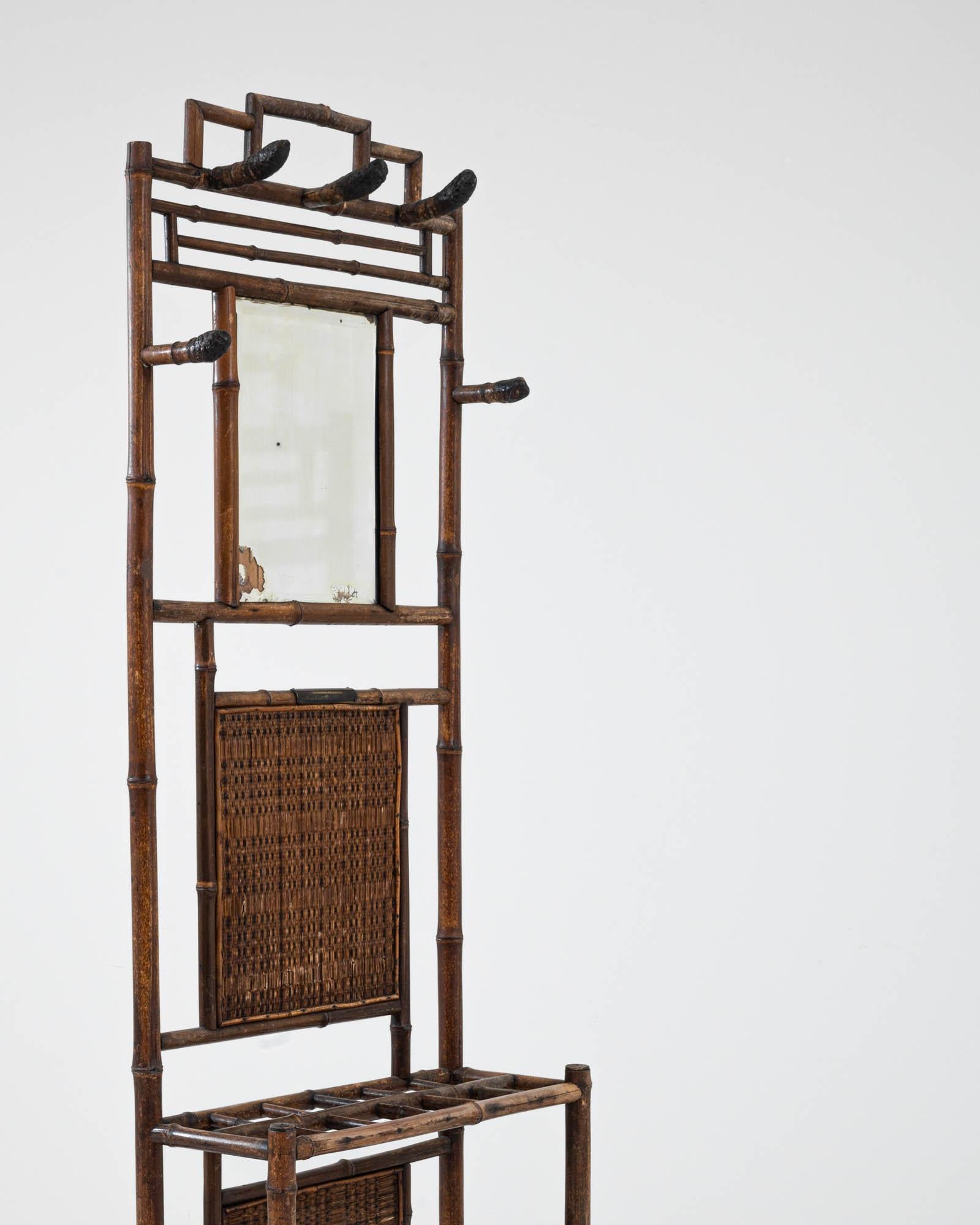 1890s French Bamboo & Rattan Floor Hanger  For Sale 1