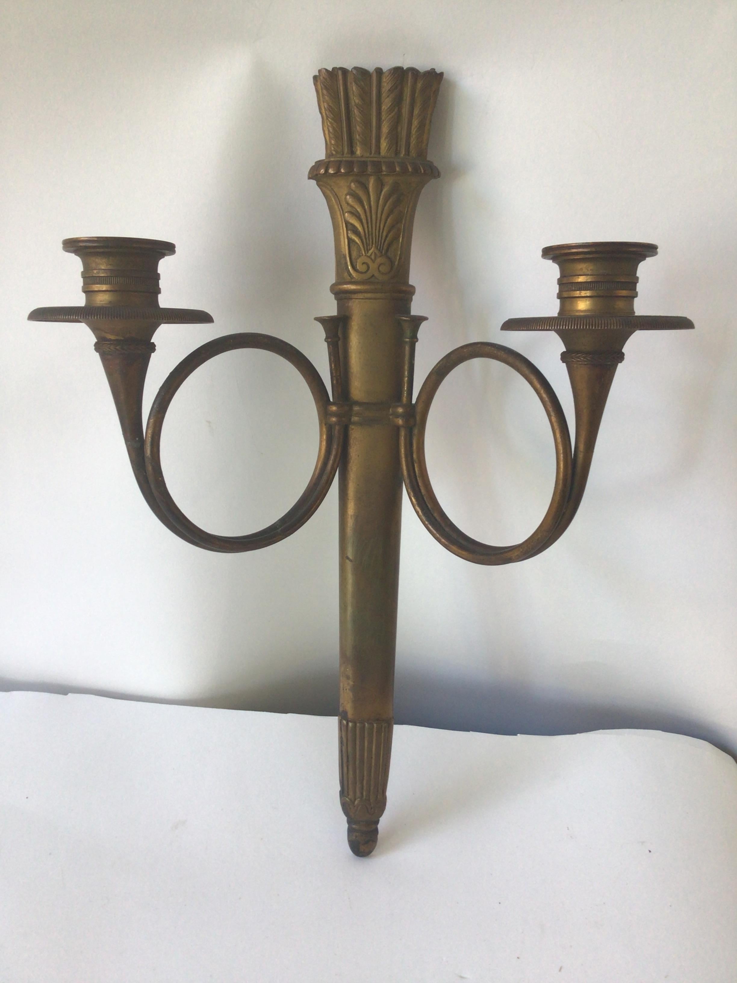 1890s, French Empire Bronze Sconces In Good Condition For Sale In Tarrytown, NY