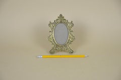1890s French Fin de Siècle Brass Oval Frame with Easel Back