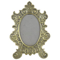 1890s French Fin de Siècle Brass Oval Frame with Easel Back