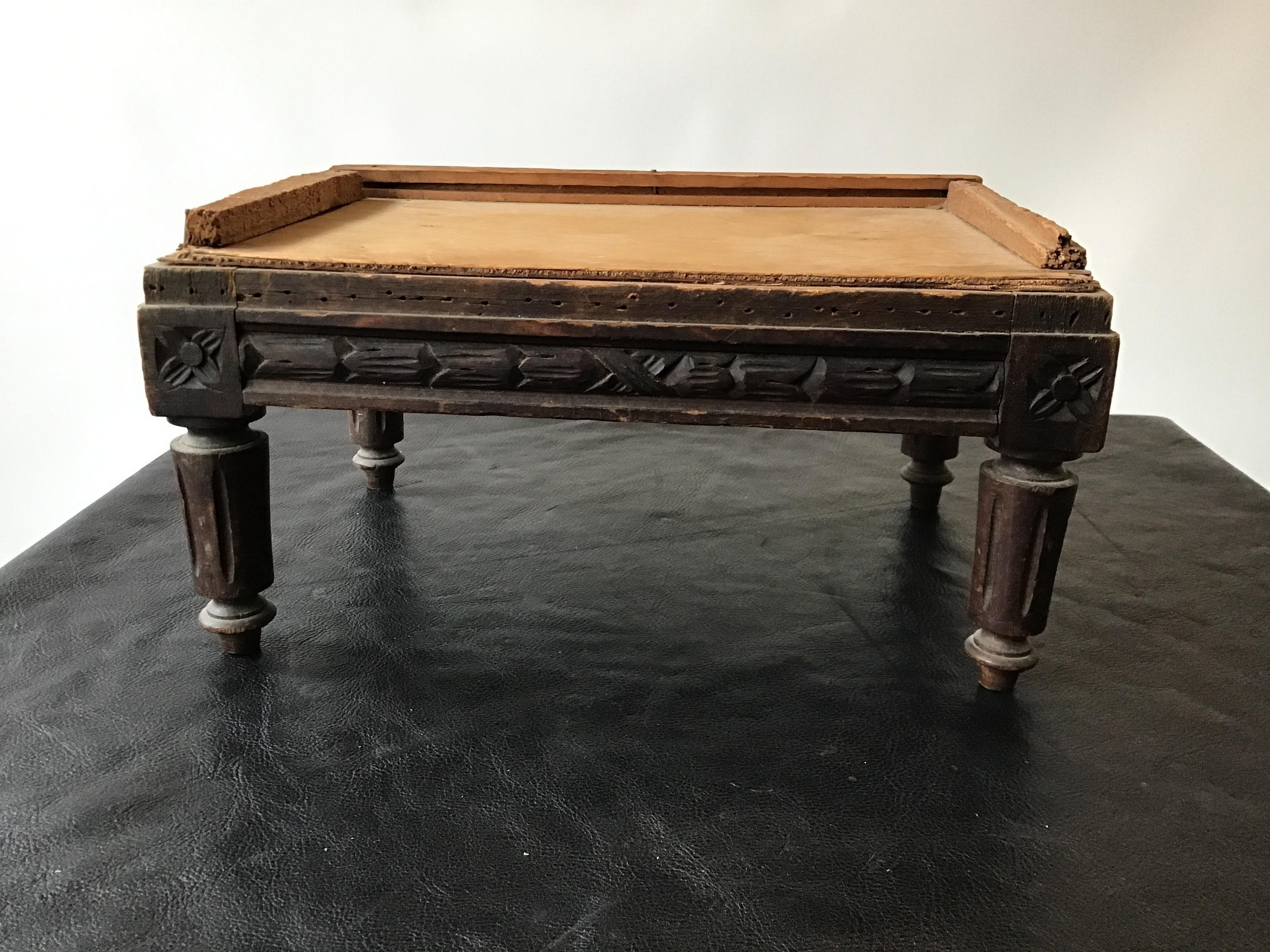 1890s French carved wood footstool. Needs upholstering.