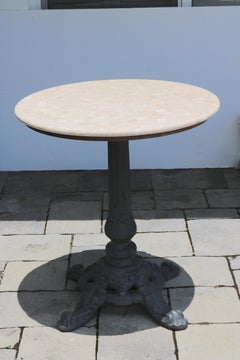 1890s French Iron Base Marble-Top Cafe Brasserie Table with Tycoon Provenance