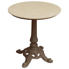 1890s French Iron Base Marble-Top Cafe Brasserie Table with Tycoon Provenance