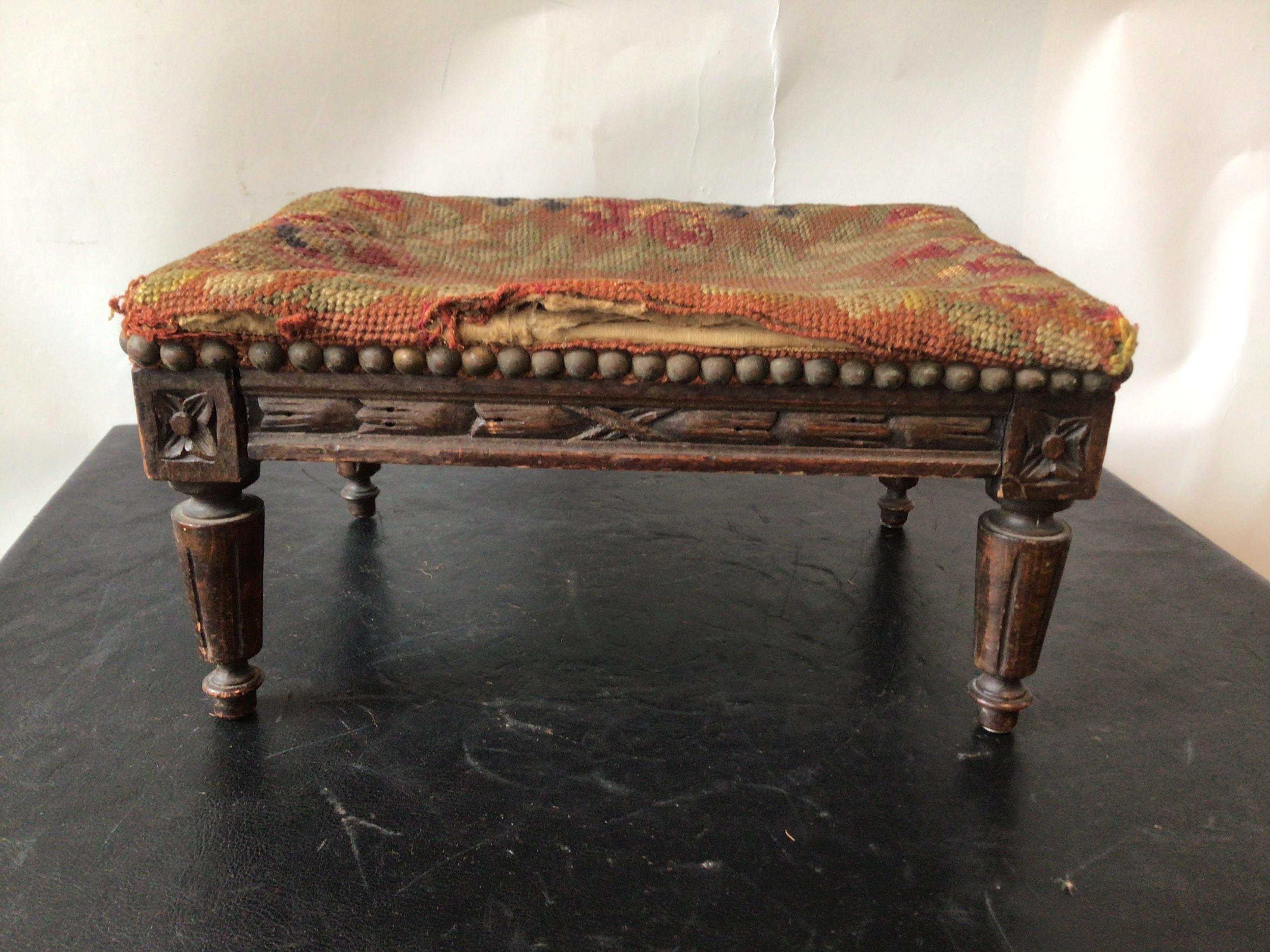 Late 19th Century 1890s French Louis XVI Footstool For Sale