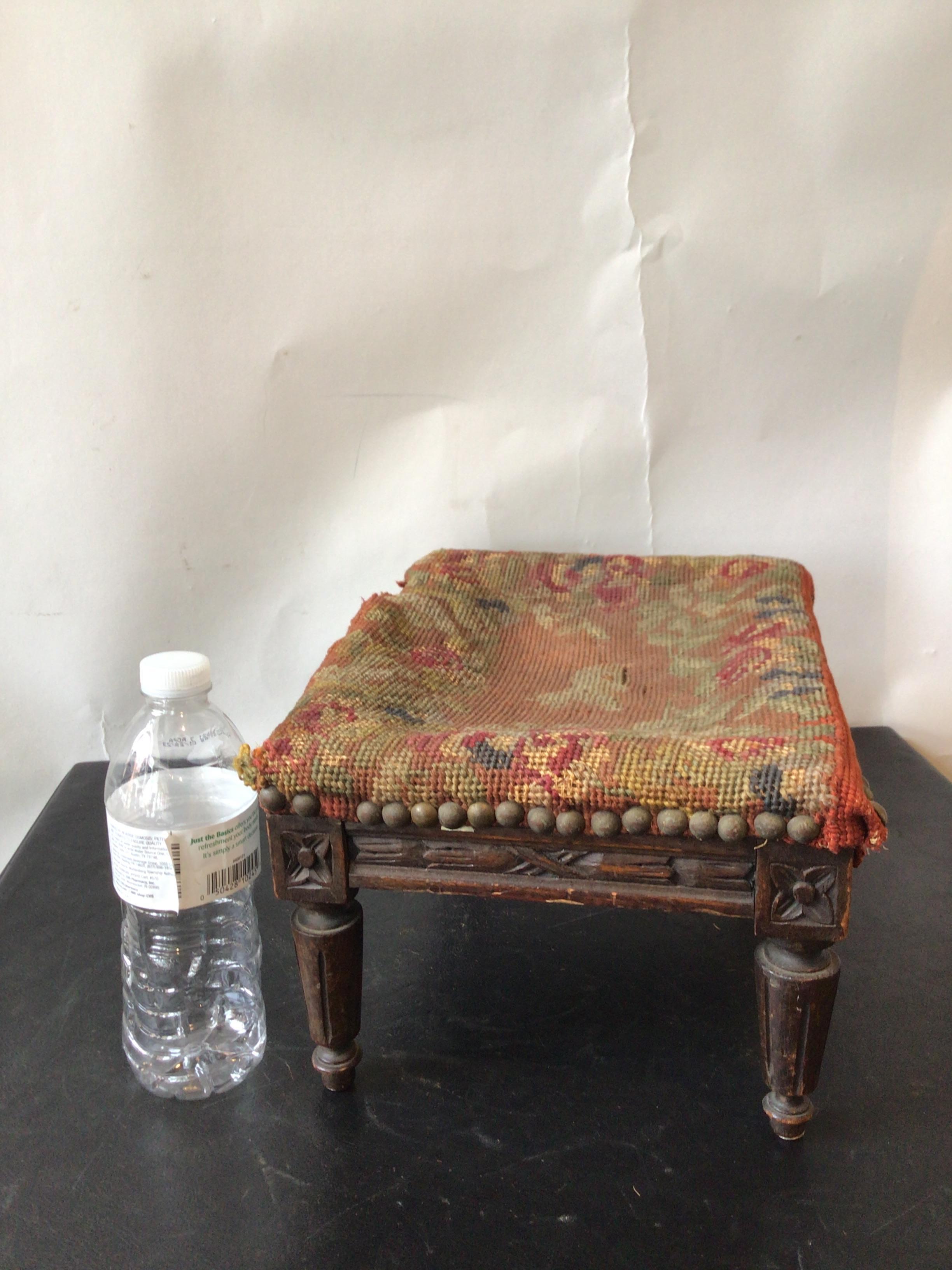 Wood 1890s French Louis XVI Footstool For Sale