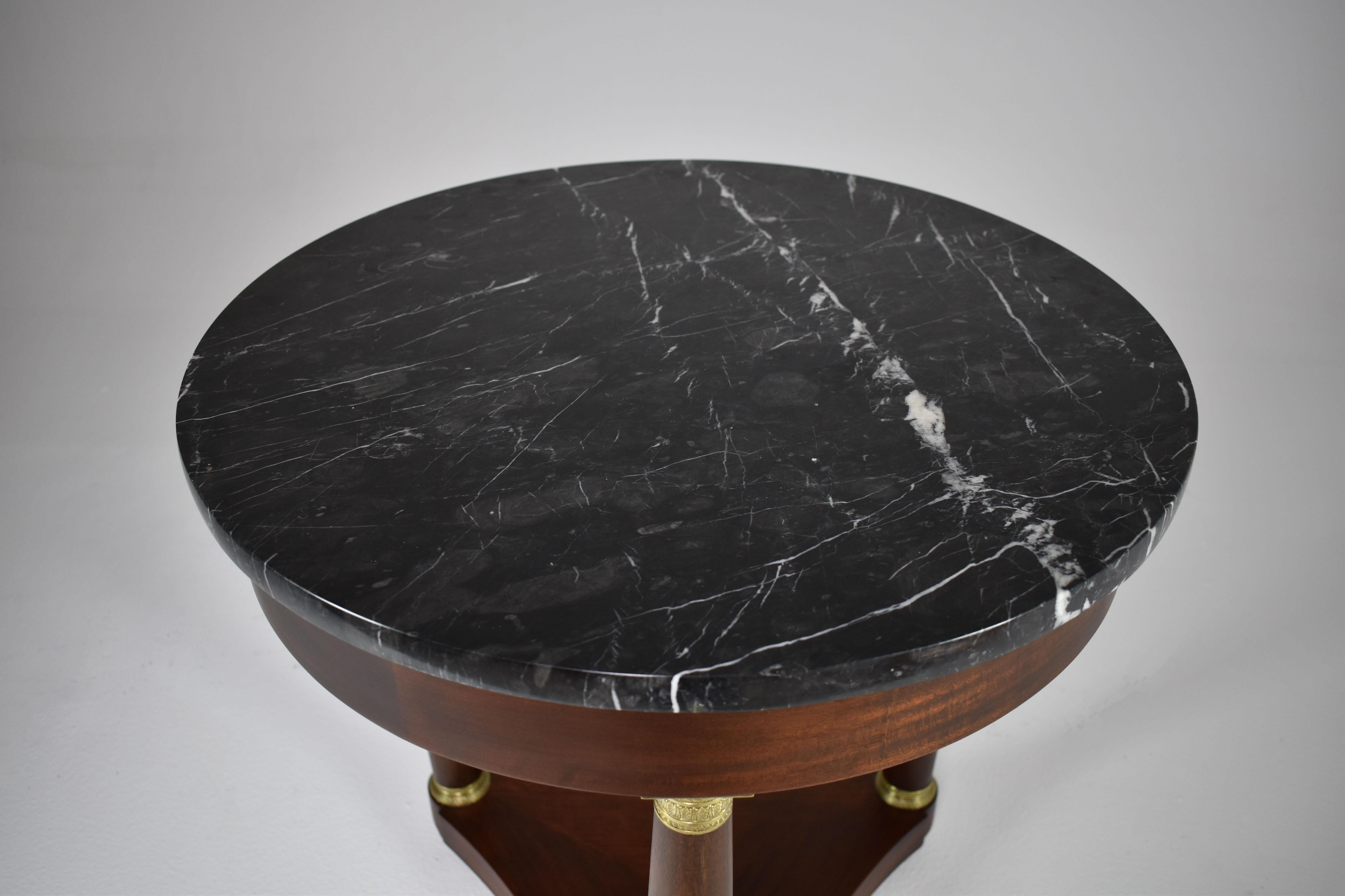 Late 19th Century 1890's French Marble Pedestal Table  For Sale