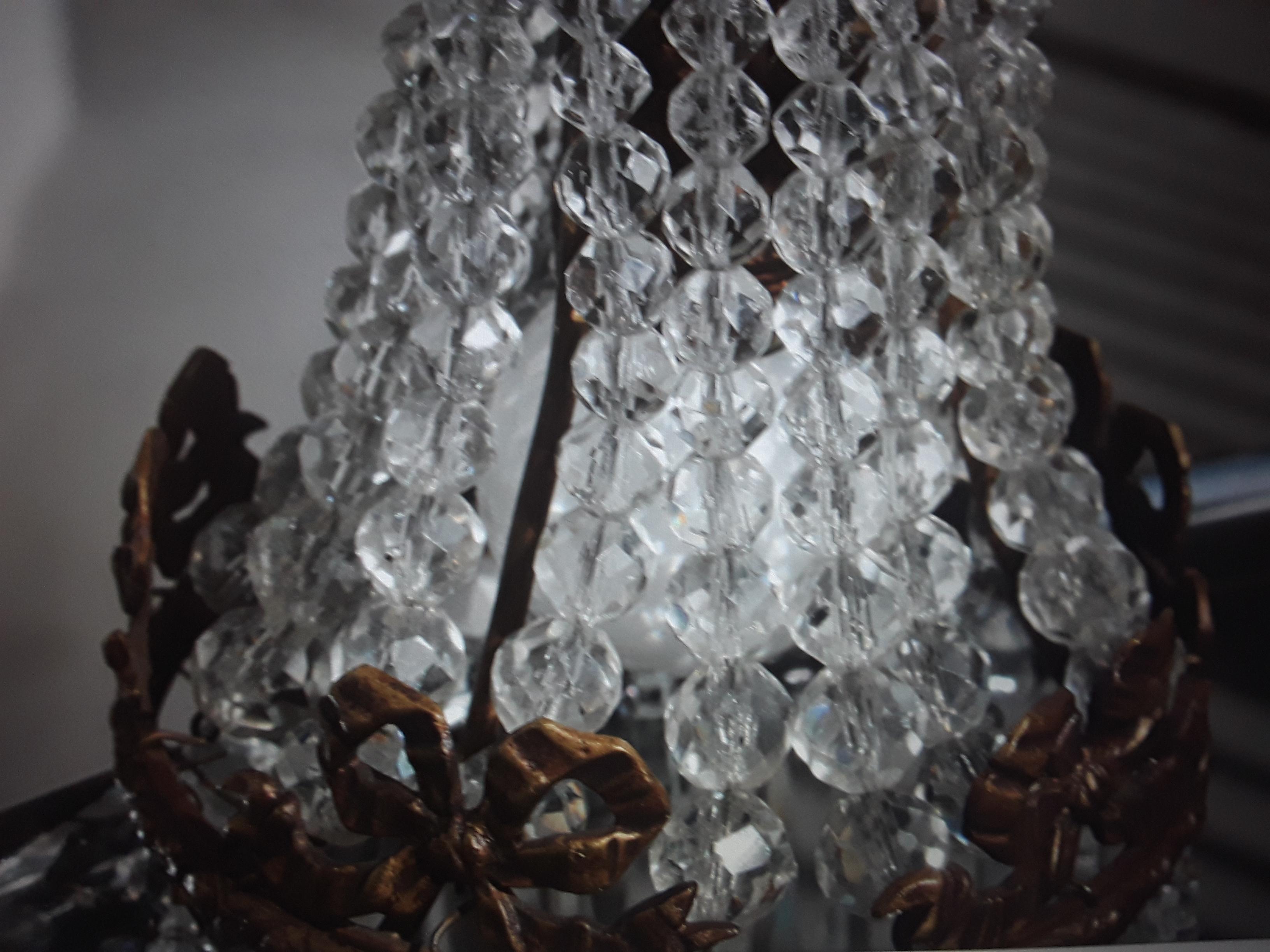1890's French Napoleon III Bronze w/ Cascading Cut Crystal Wall Sconce/ Lamp For Sale 3
