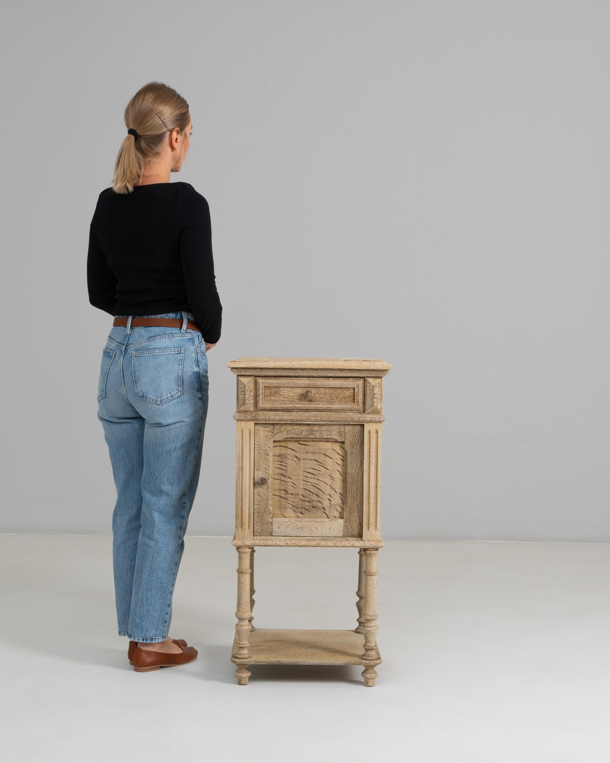 19th Century 1890s French Oak Bedside Table For Sale