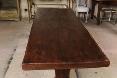 1890s French Oak Dining Table with Trestle Base from Ile-de-france Region