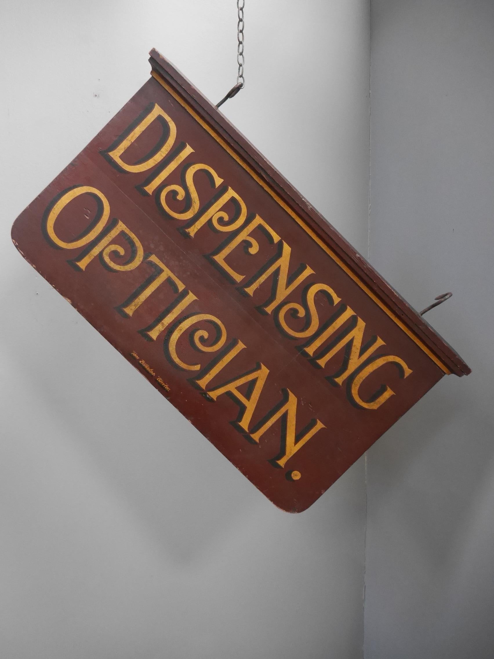 Pine 1890's Gilt Dispensing Optician's Trade Sign