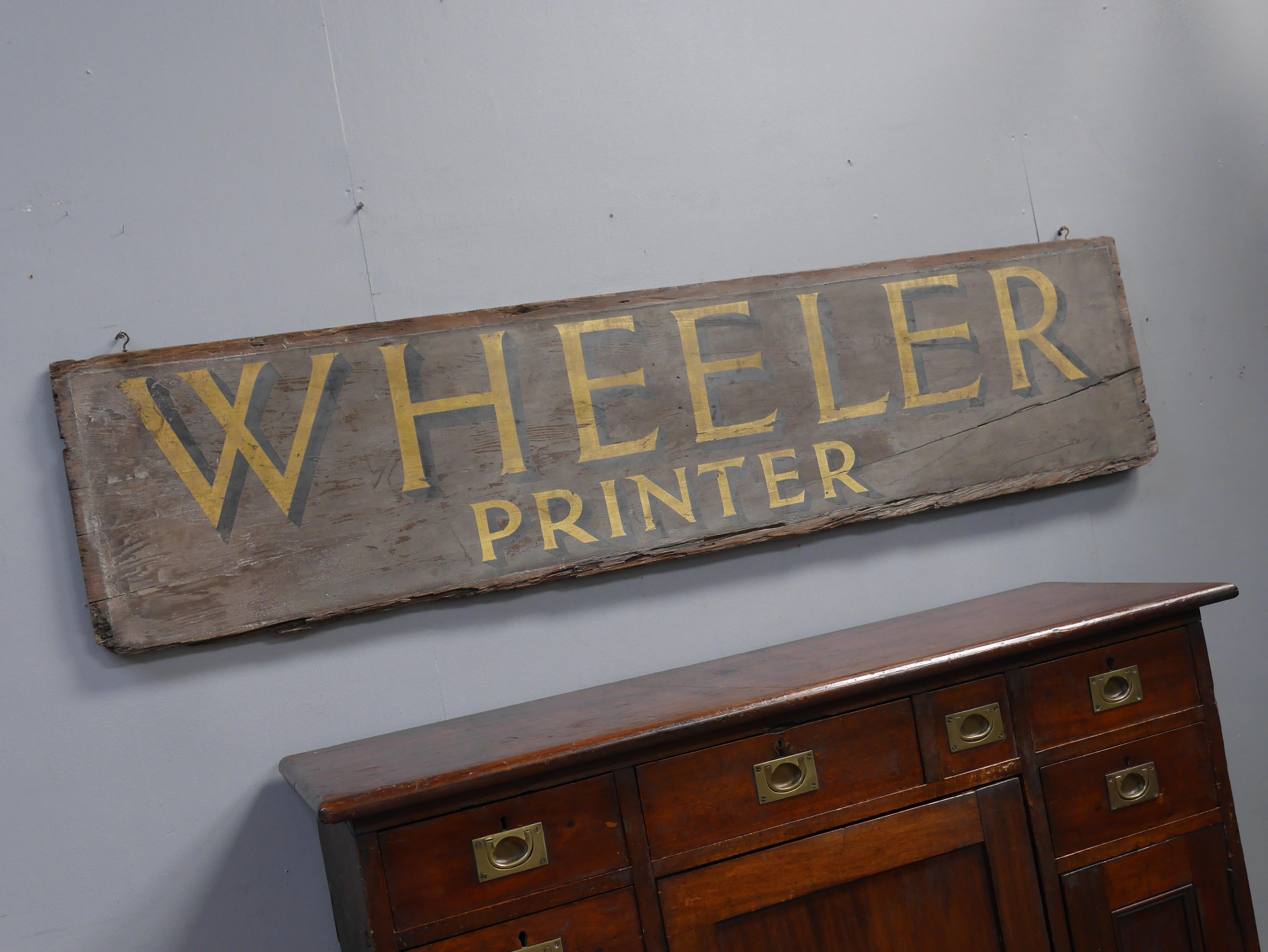 Rustic 1890's Gilt Painted Timber Printer's Trade Sign For Sale