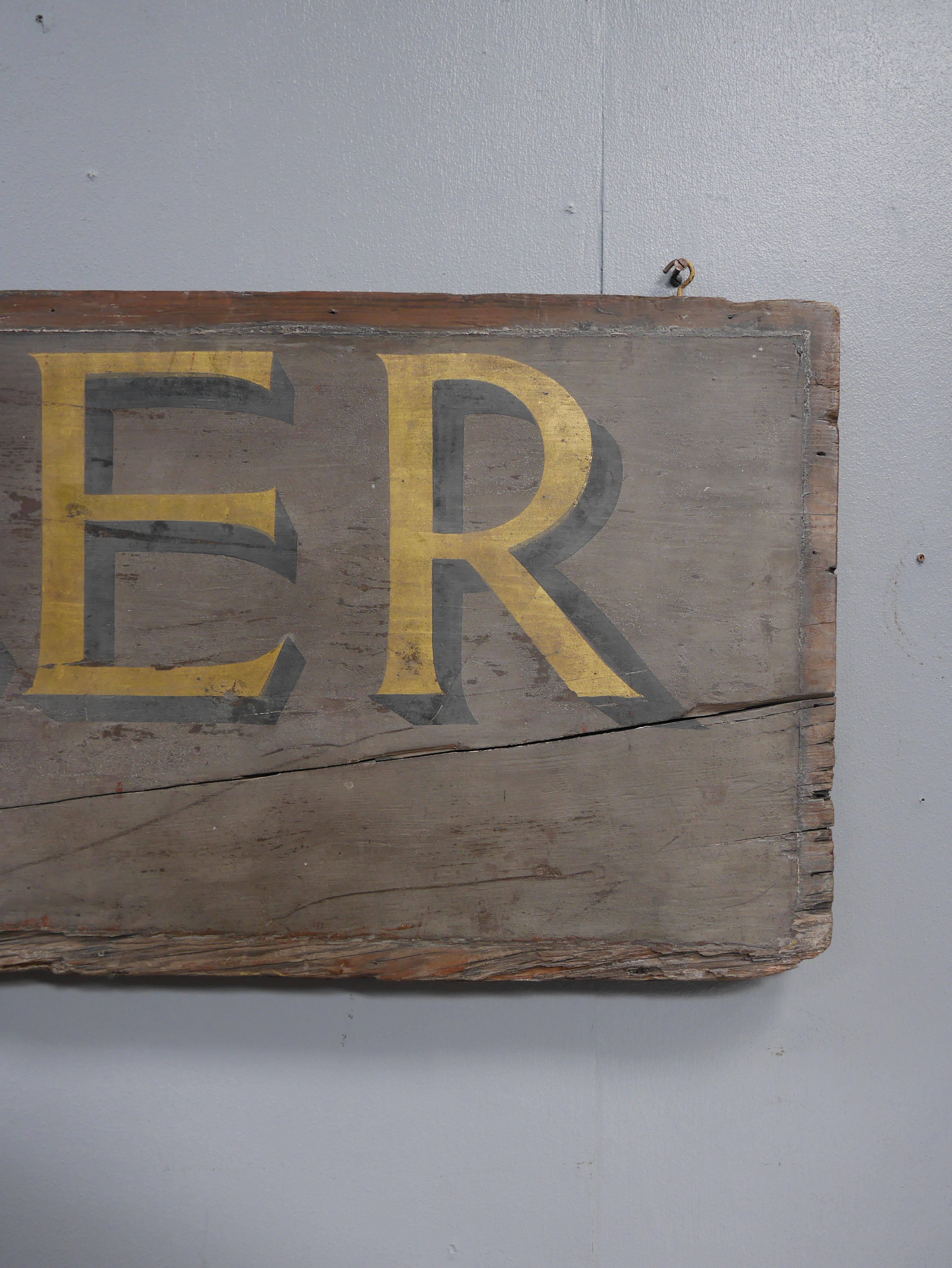Pine 1890's Gilt Painted Timber Printer's Trade Sign For Sale