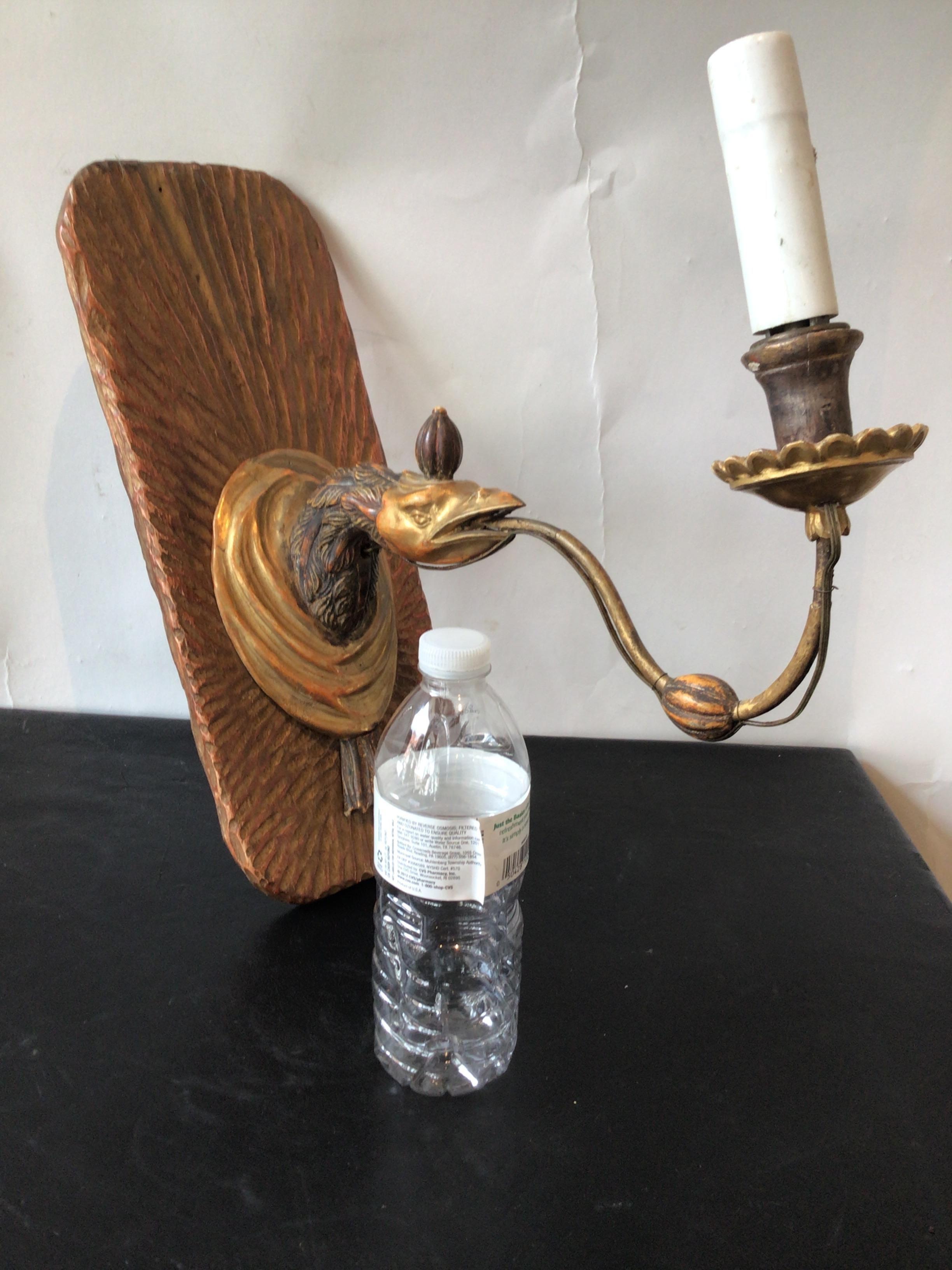 1890s Gilt Wood Eagle Sconce For Sale 1