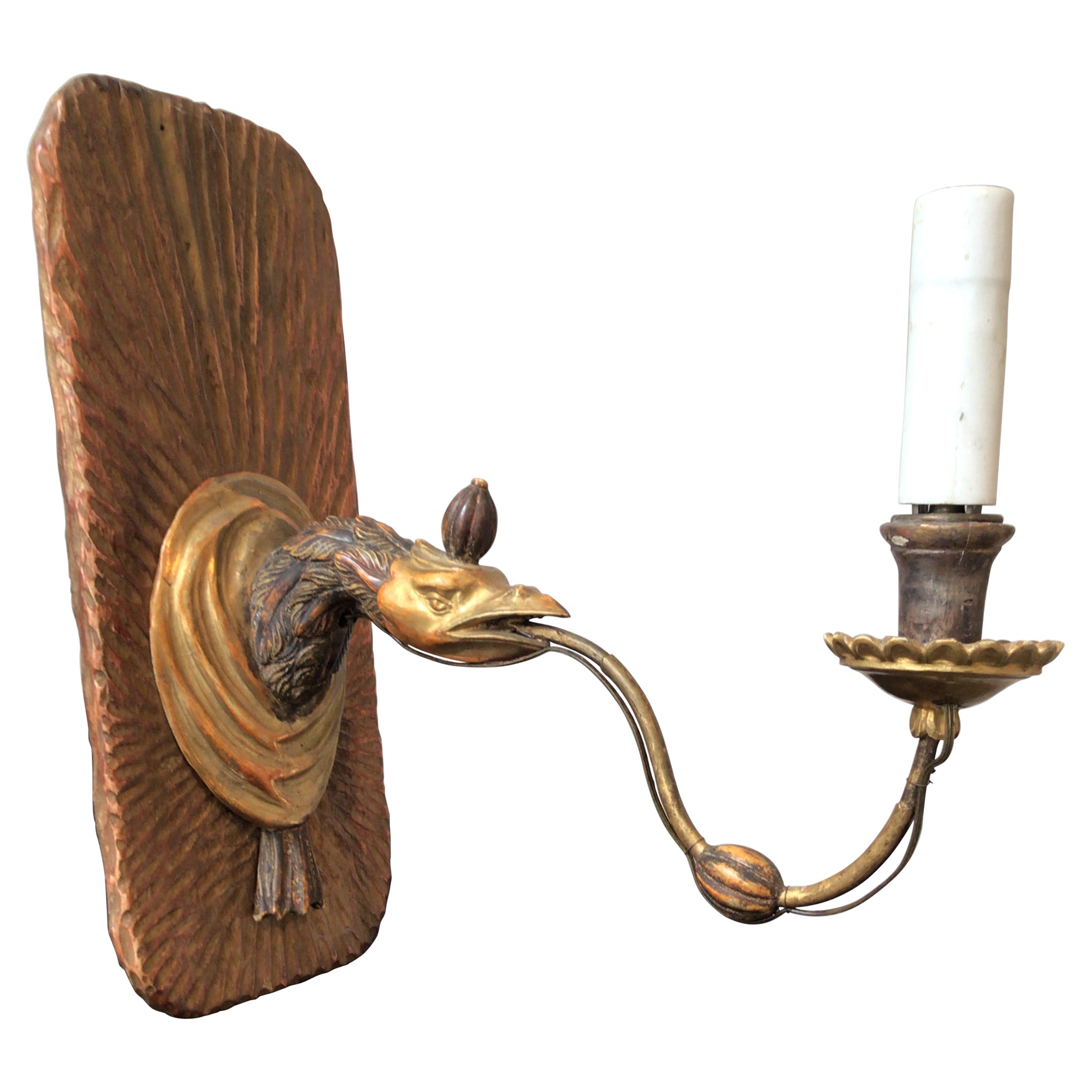 1890s Gilt Wood Eagle Sconce