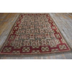 Rugs On Net Antique Green Geometric Holbein Design Ukrainian Wool Rug Carpet