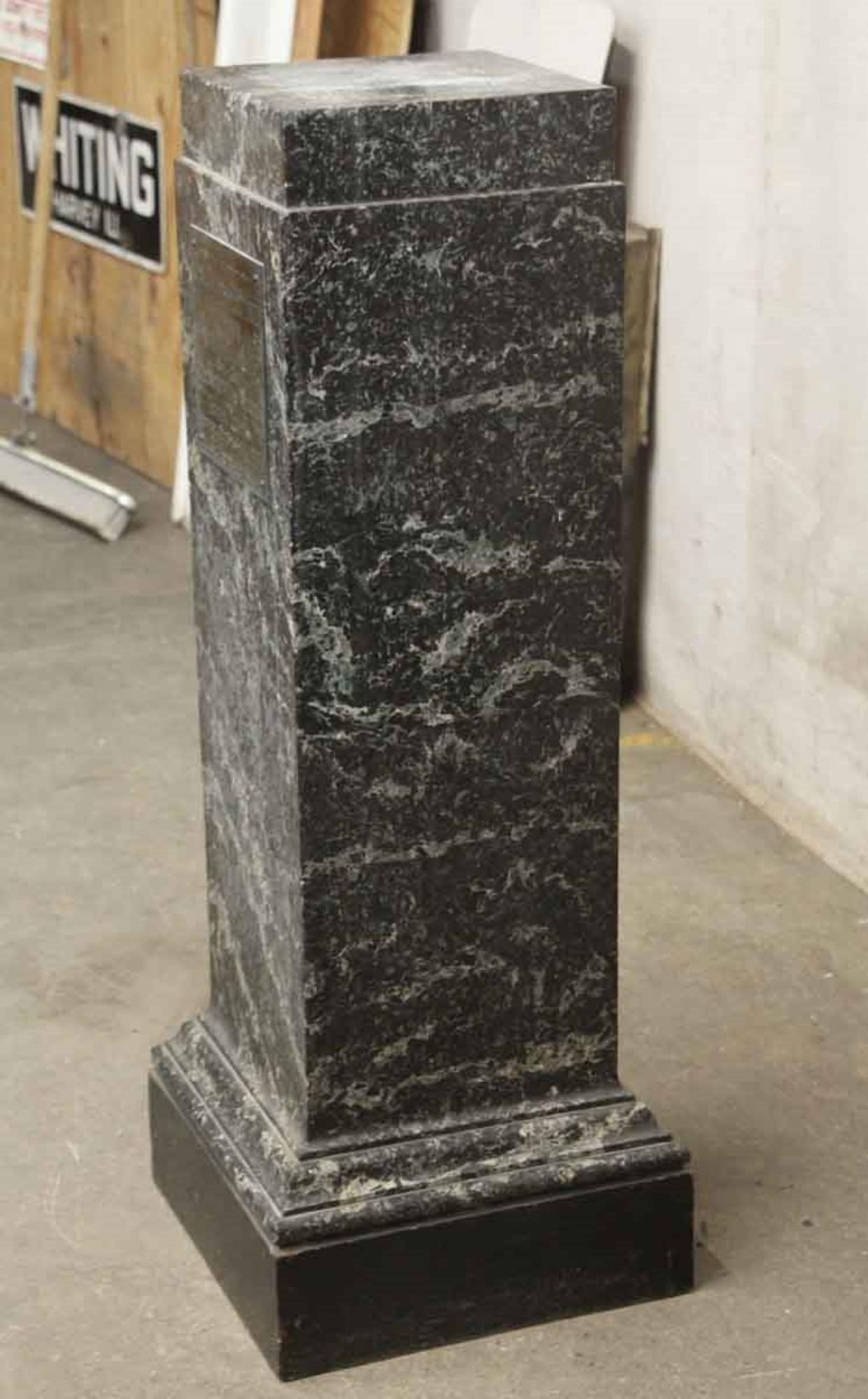 1890s Green Veined Solid Marble Pedestal with Brass Plaque 2